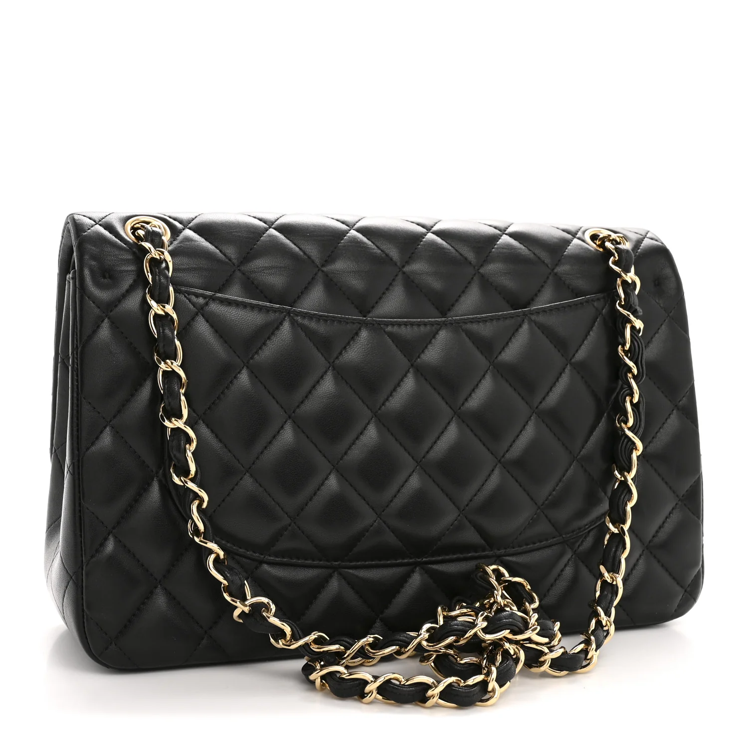 Lambskin Quilted Jumbo Double Flap Black - Top Club