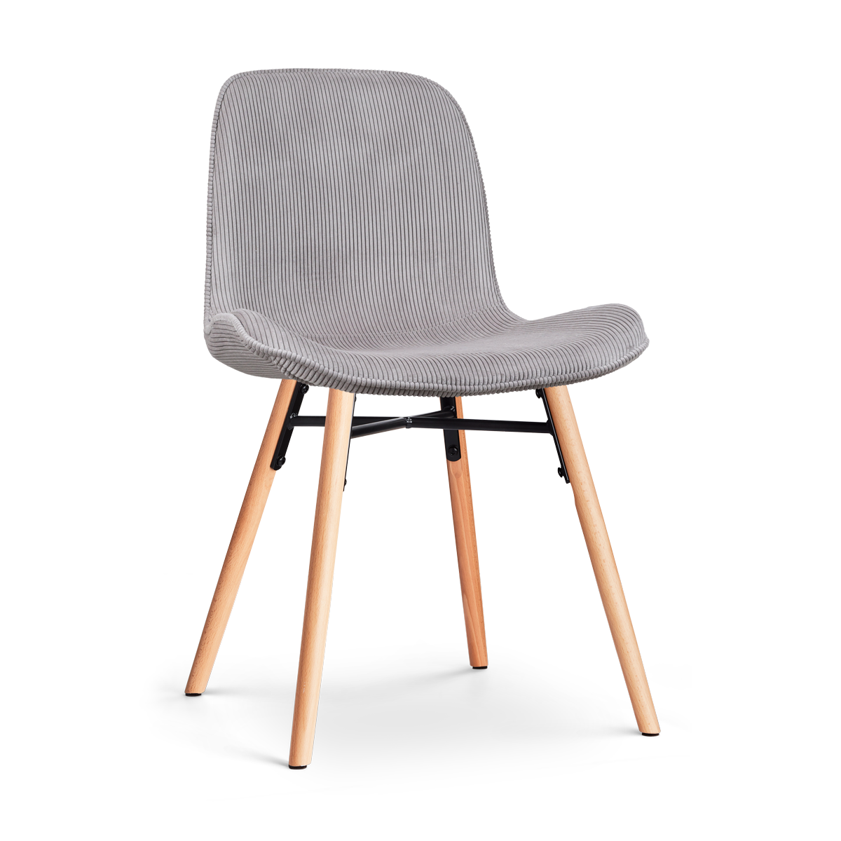 Eetkamerstoel Nena-Fé rib warm grijs - houten onderstel