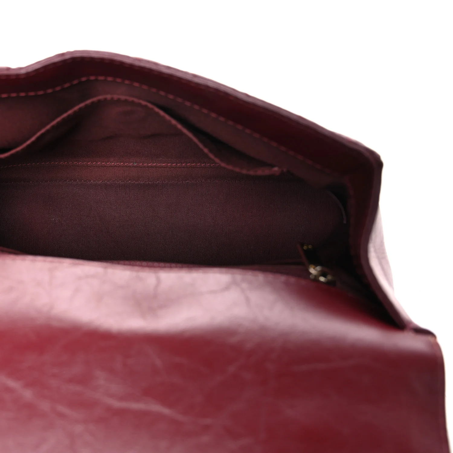 Calfskin Chevron Quilted Top Handle Flap Red - Top Club