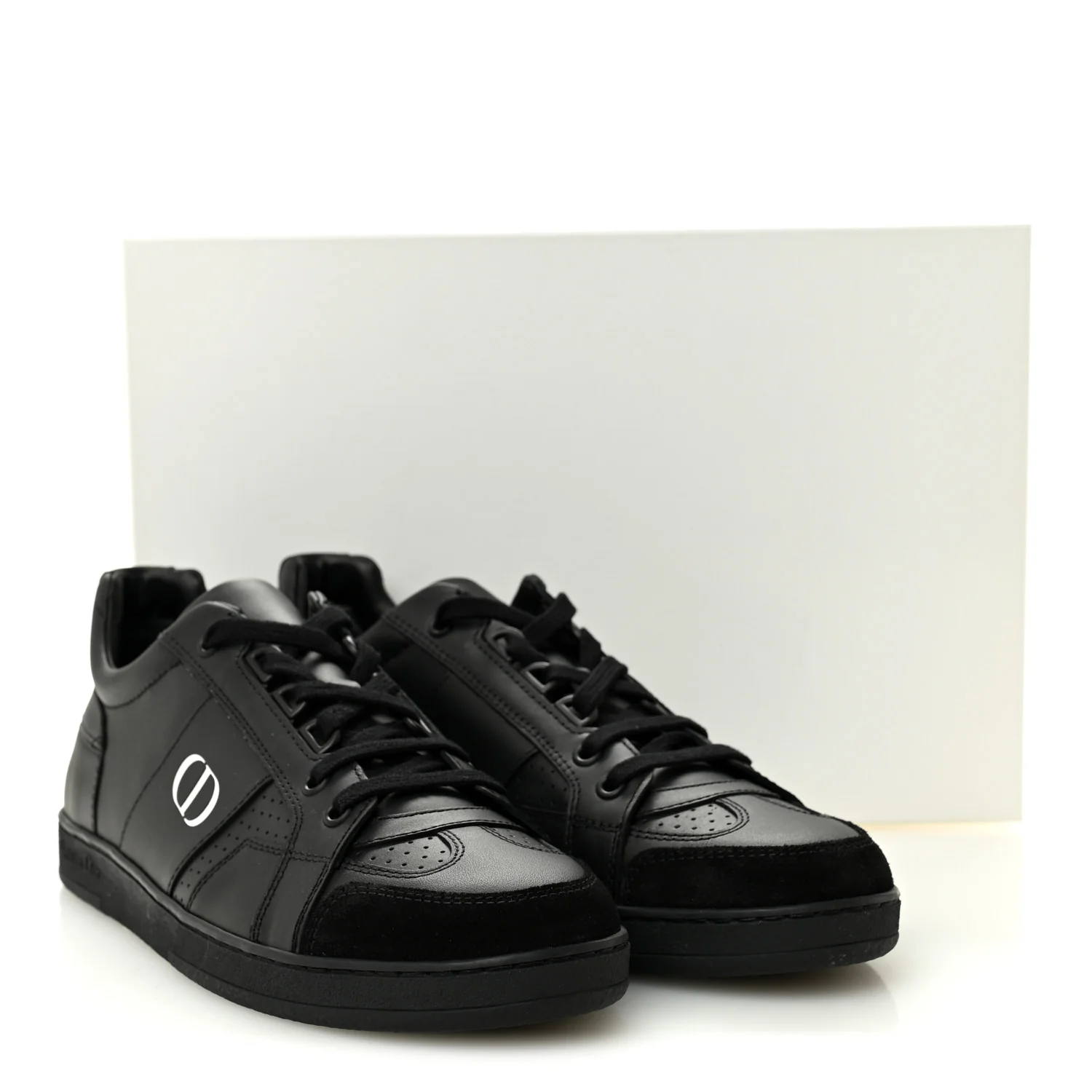 Calfskin Suede Logo Sneakers 38 Black - Top Club