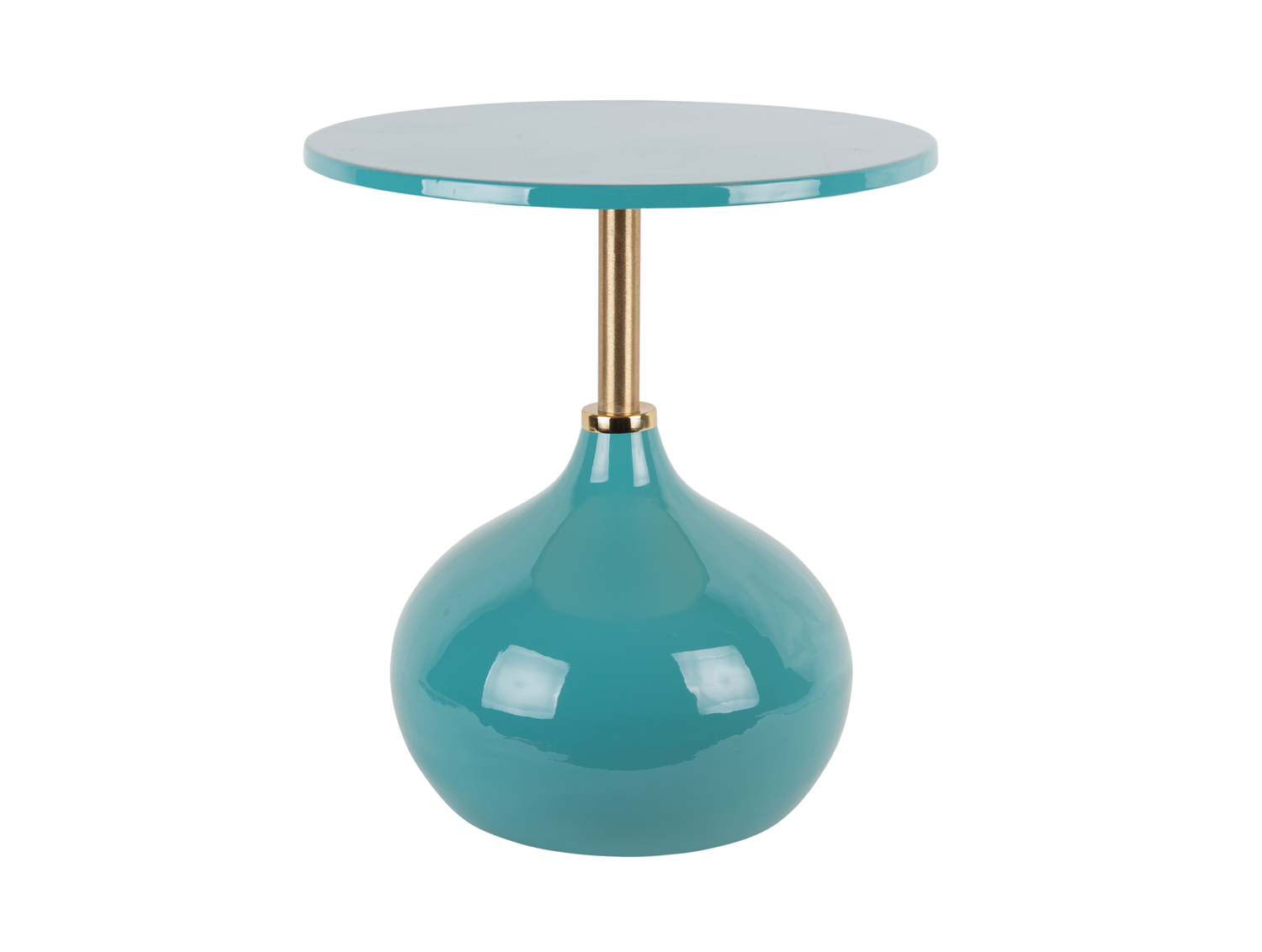 Side table Kensi enamel turquoise blue