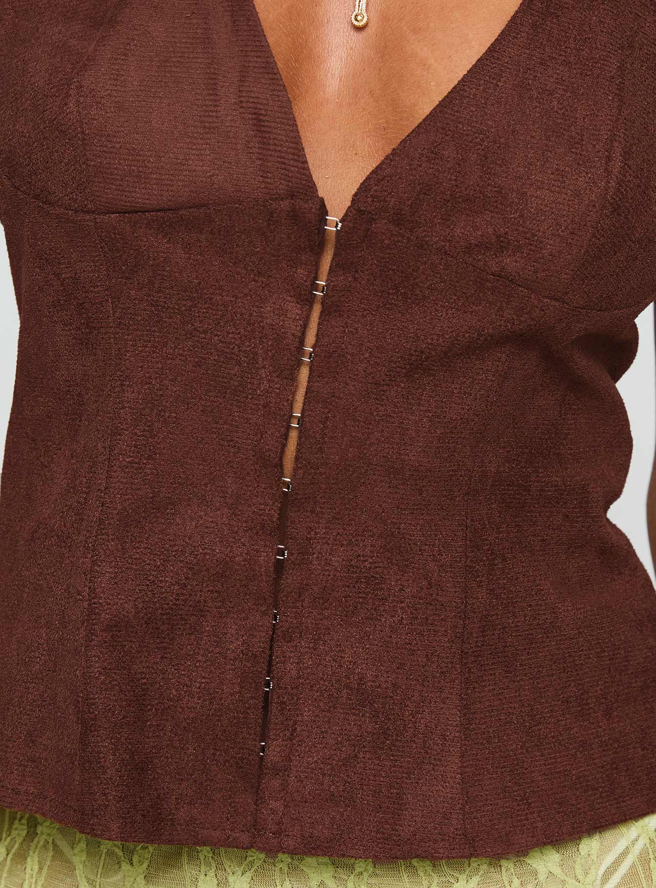 Movie Stars Faux Suede Halter Top Brown