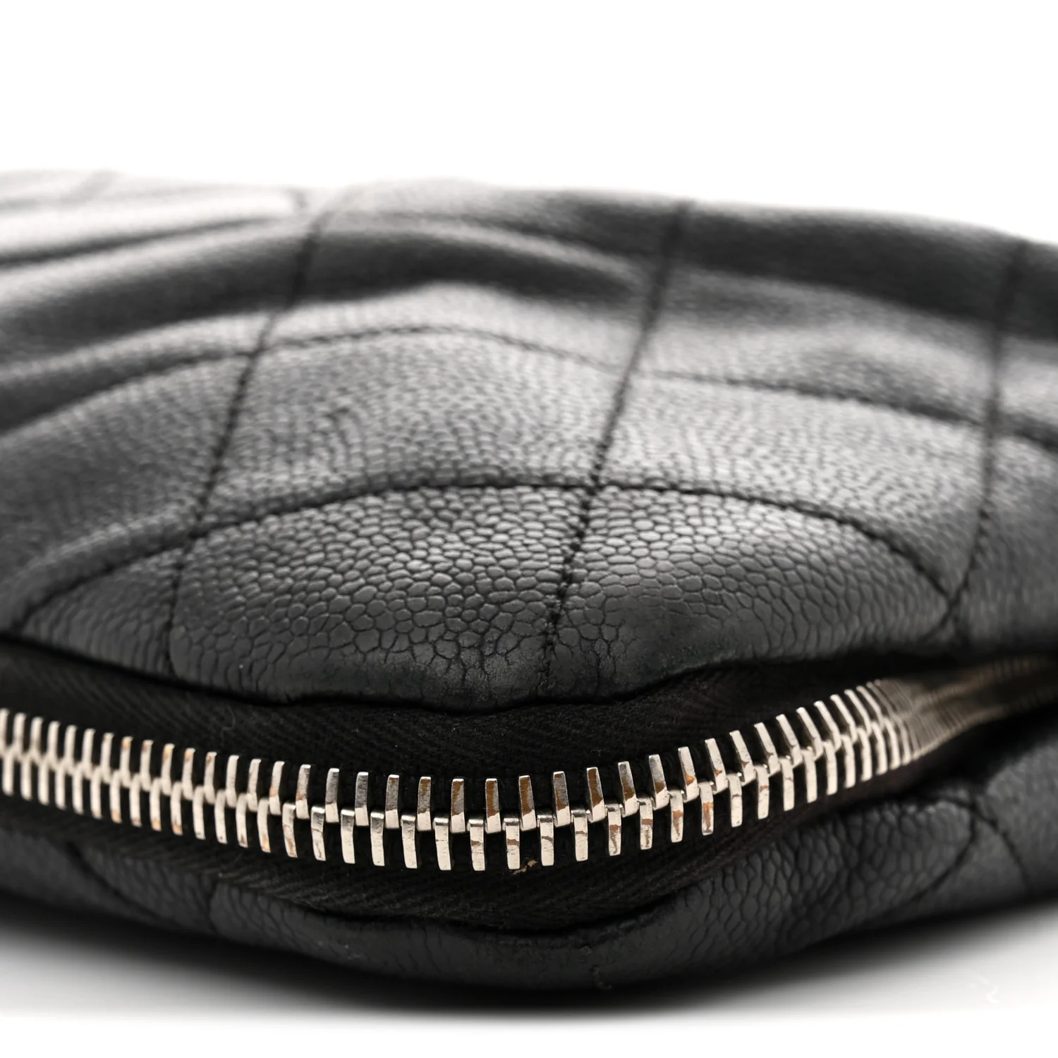 Caviar Quilted Expandable Zip Shoulder Bag Black - Top Club