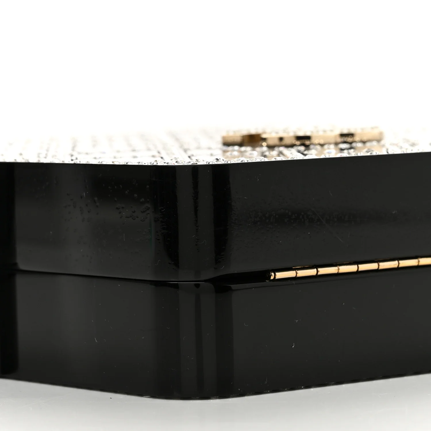 Plexiglass Crystal Quilted Minaudiere Clutch Black White - Top Club