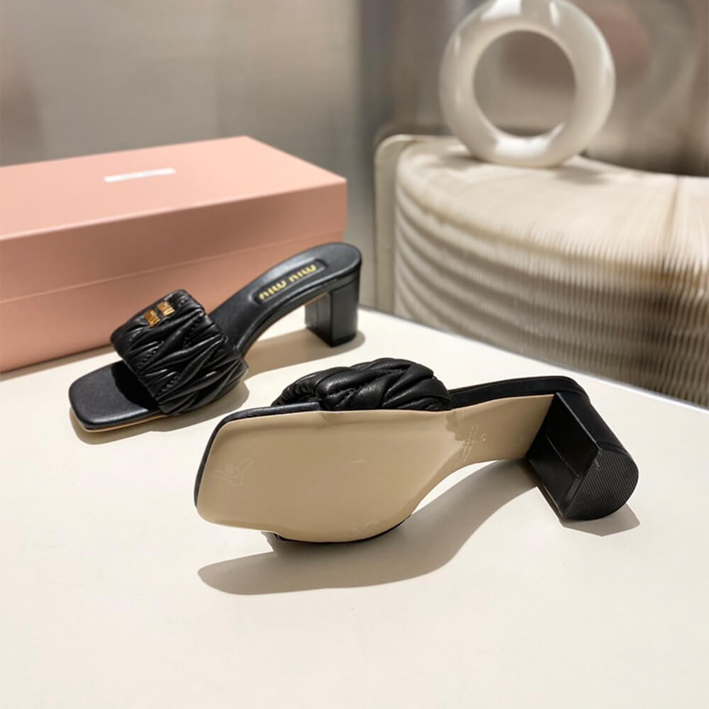 MiuMiu Matelass?? nappa leather slides - Top Club