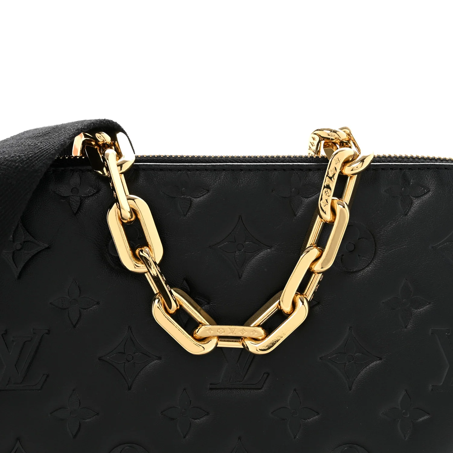Lambskin Embossed Monogram Coussin PM Black - Top Club