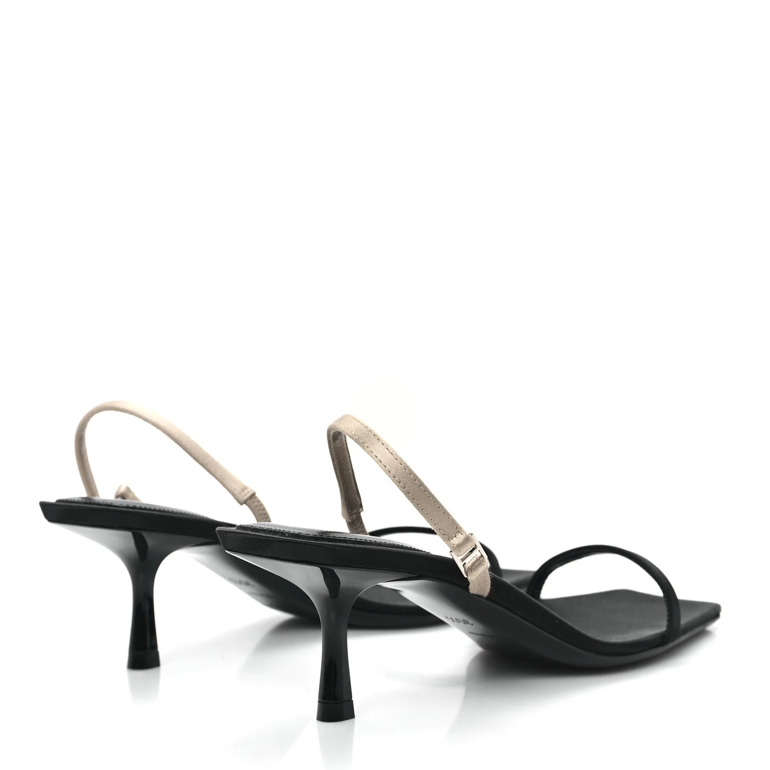 Satin Slingback Jaspe 55 Sandals  35.5 Black Partridge Pink - Top Club