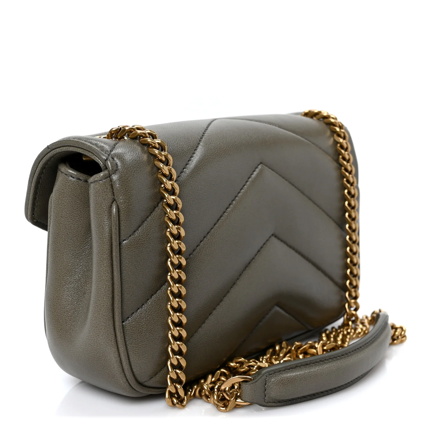 Lambskin Chevron Quilted Mini LouLou Dark Strong Moss - Top Club