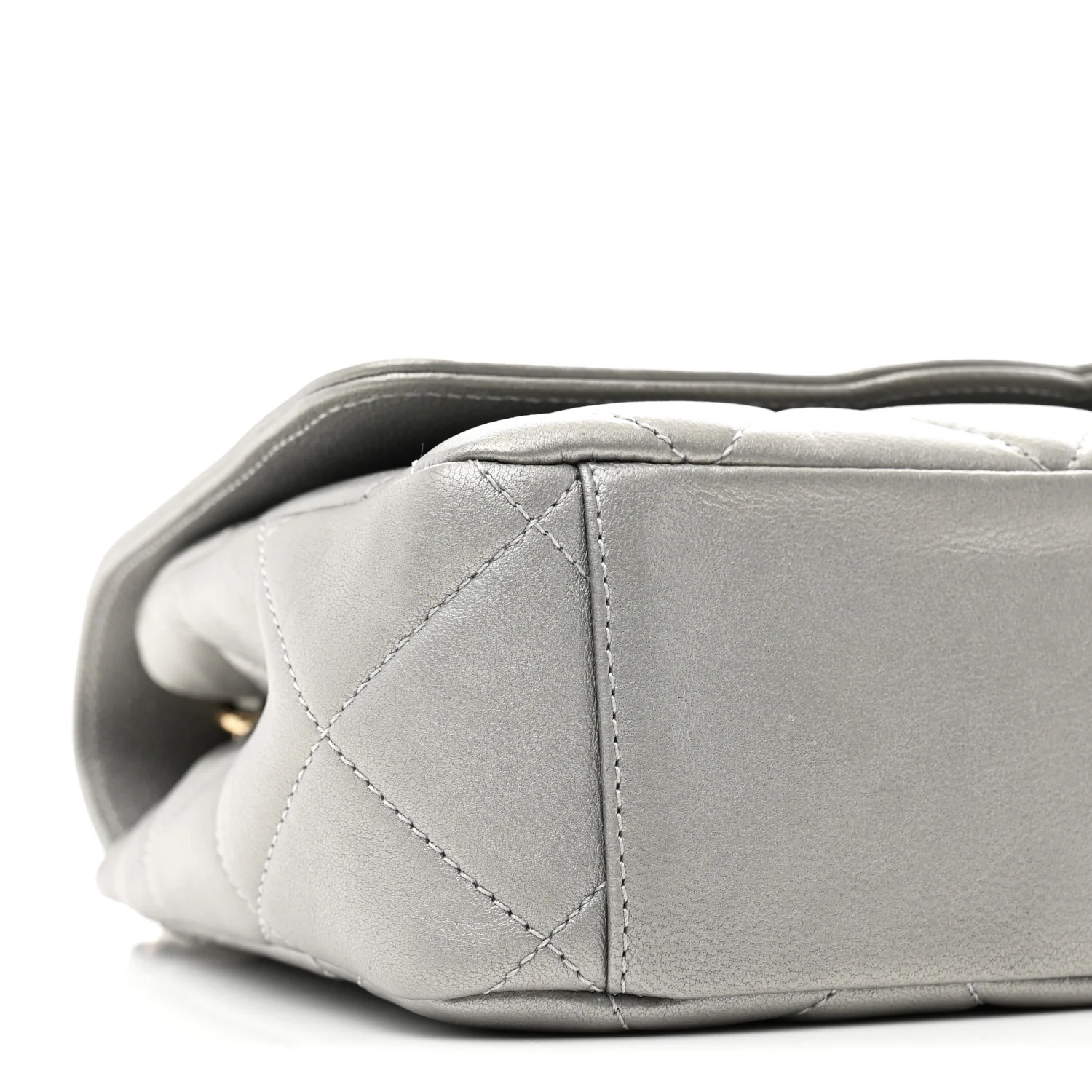 Metallic Goatskin Quilted Timeless CC Flap Silver - Top Club
