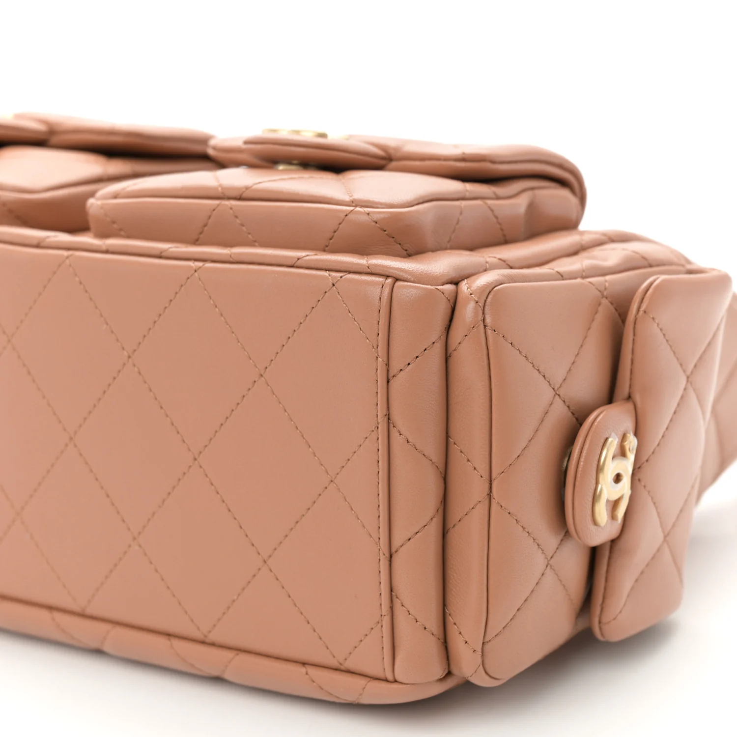 Shiny Lambskin Quilted Trendy Pockets Hobo Brown - Top Club