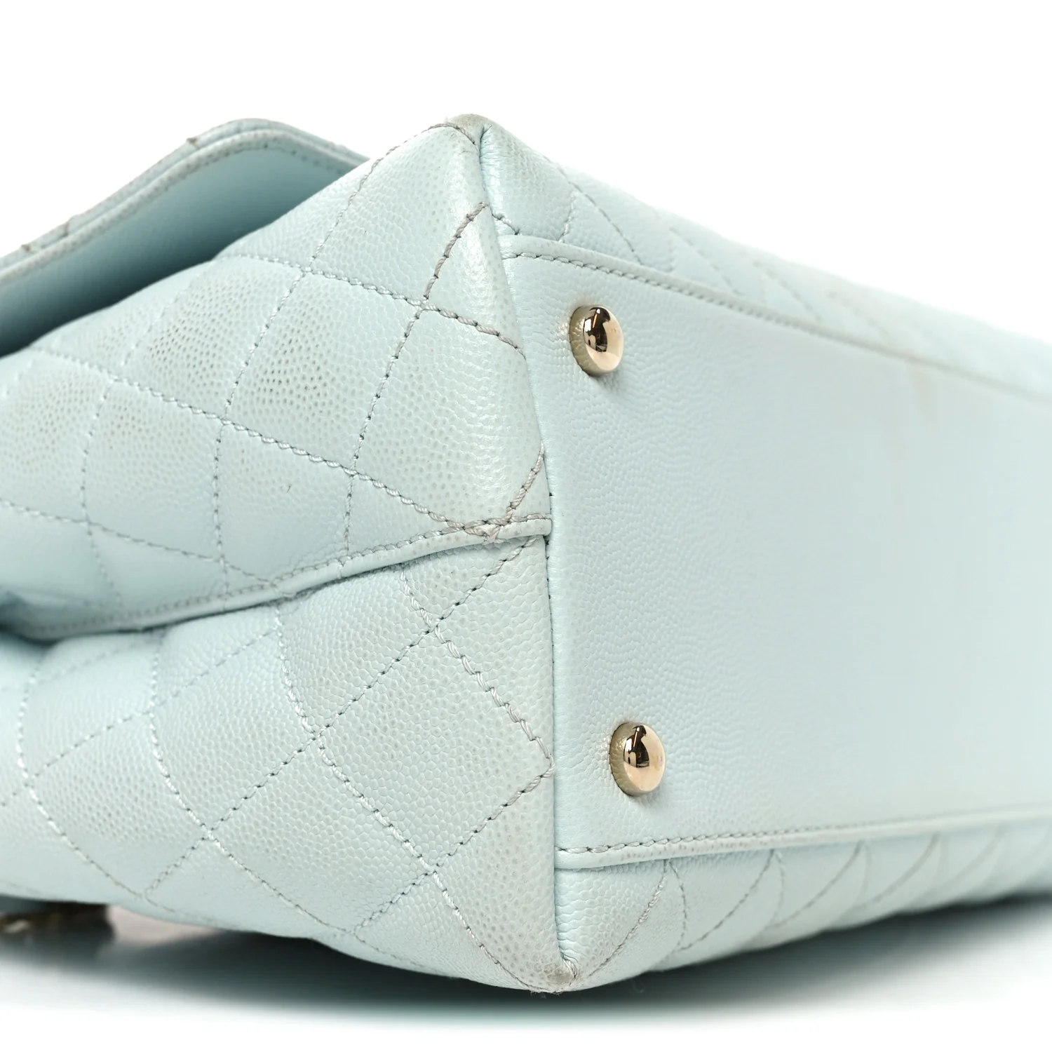 Caviar Quilted Small Coco Handle Flap Light Blue - Top Club