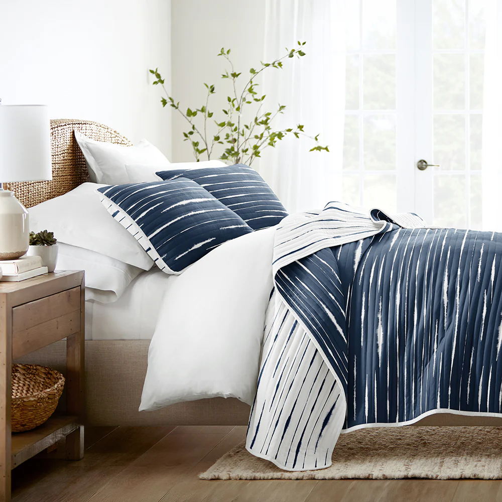 Horizon Lines Reversible Quilted Coverlet Set - Sale