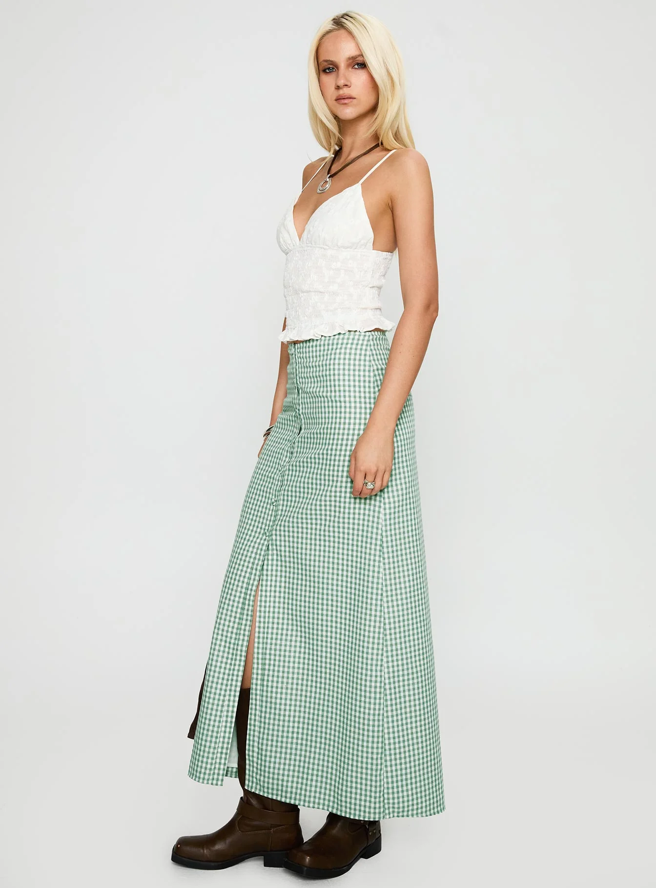 Macadamia Maxi Skirt Green / White