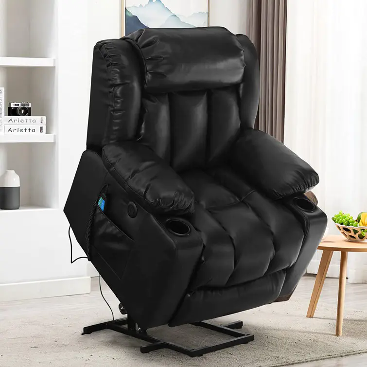 💥Clearance Sale🔥 Mcombo Electric lift Recliner sofa with massage and heating functions, 3 positions, 2 side pockets and cup holders, USB ports!