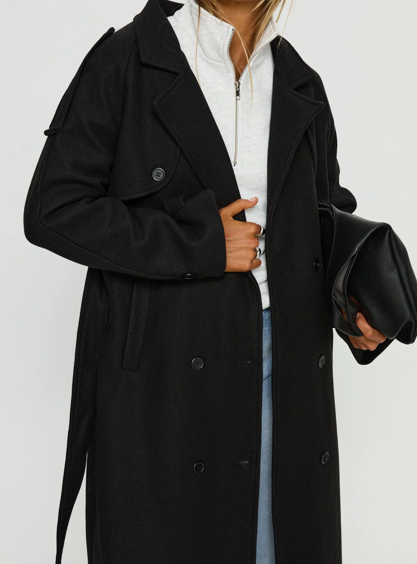 Rylanne Longline Trench Coat Black