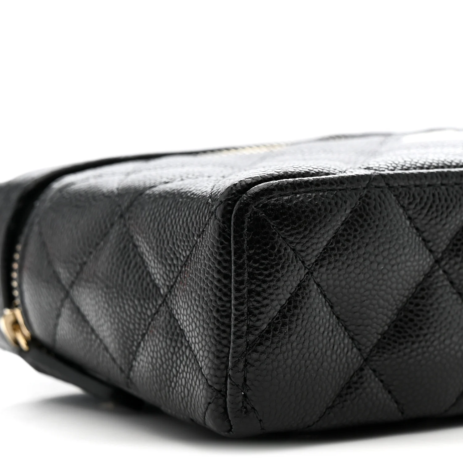 Caviar Quilted Top Handle Slim Vanity With Chain Black - Top Club