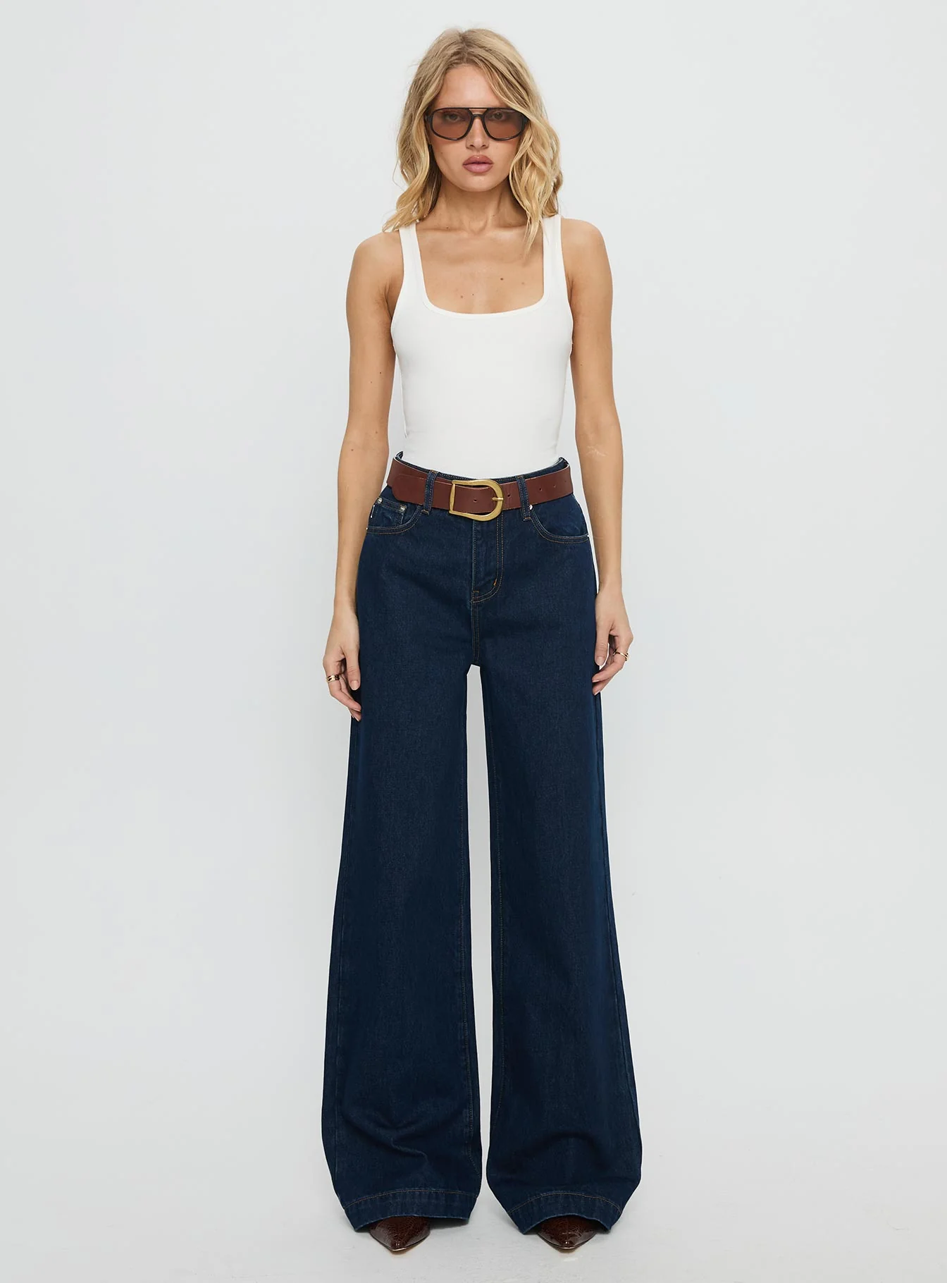 Goldie High Rise Wide Leg Jeans Indigo