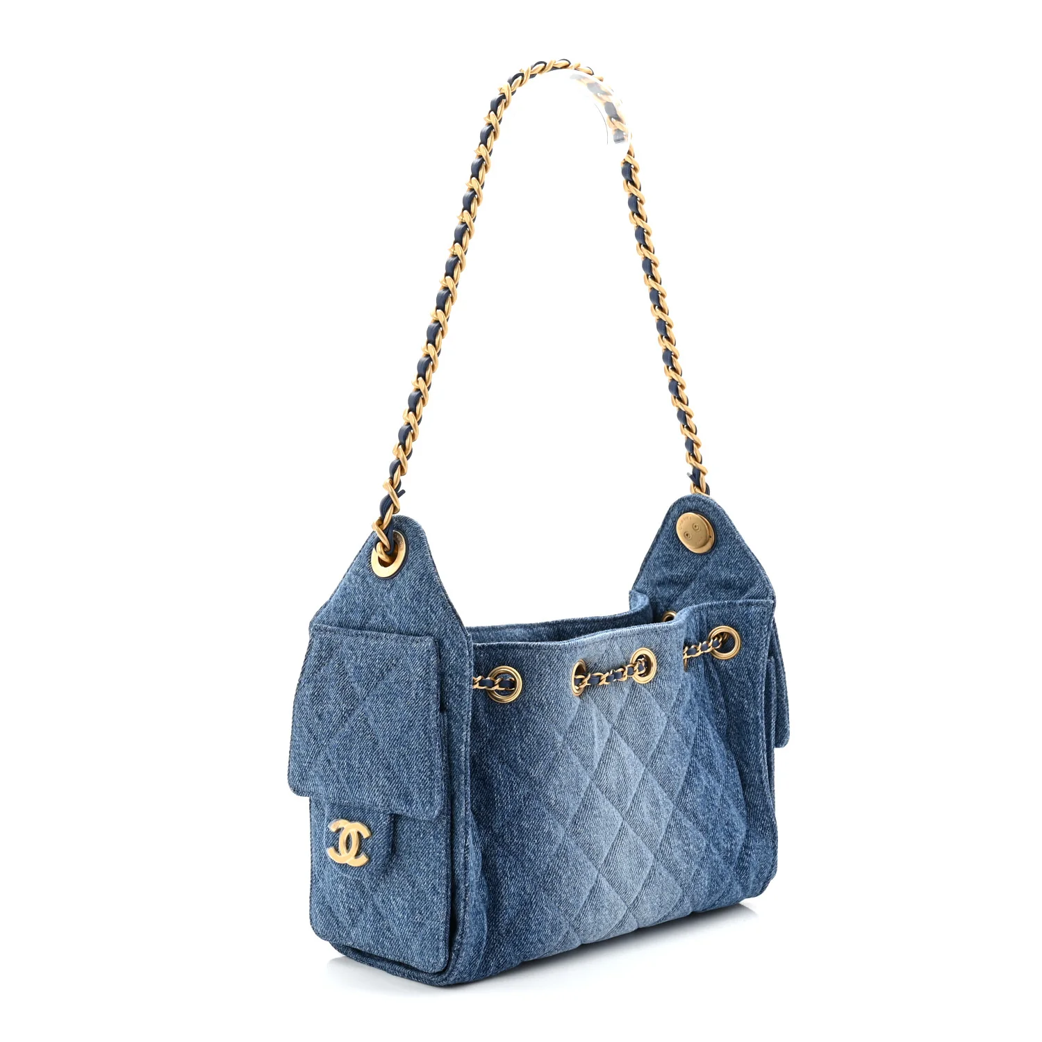 Washed Denim Quilted Mini Chanel 25 Handbag Blue - Top Club