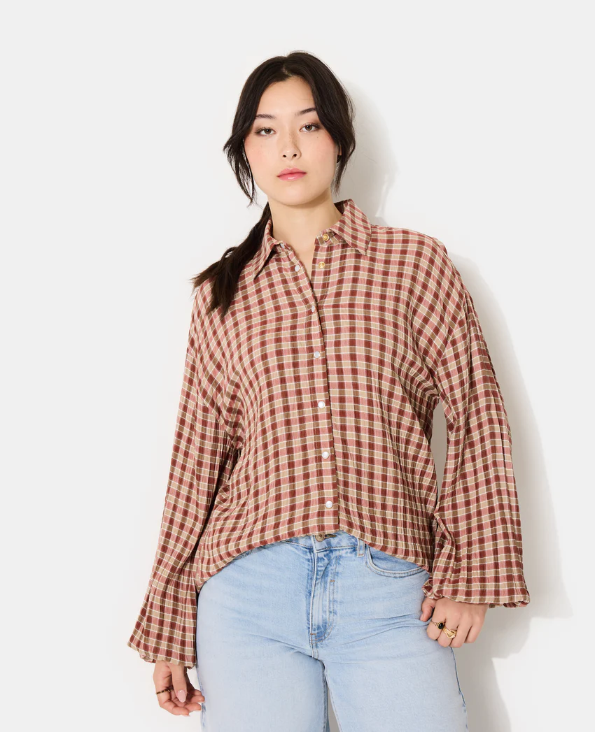 Pimkie Chemise oversize en tissu gaufré motif carreaux
