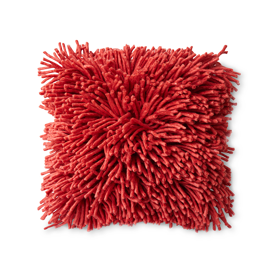 Sierkussen Rugged woolen cherry red 50x50 cm