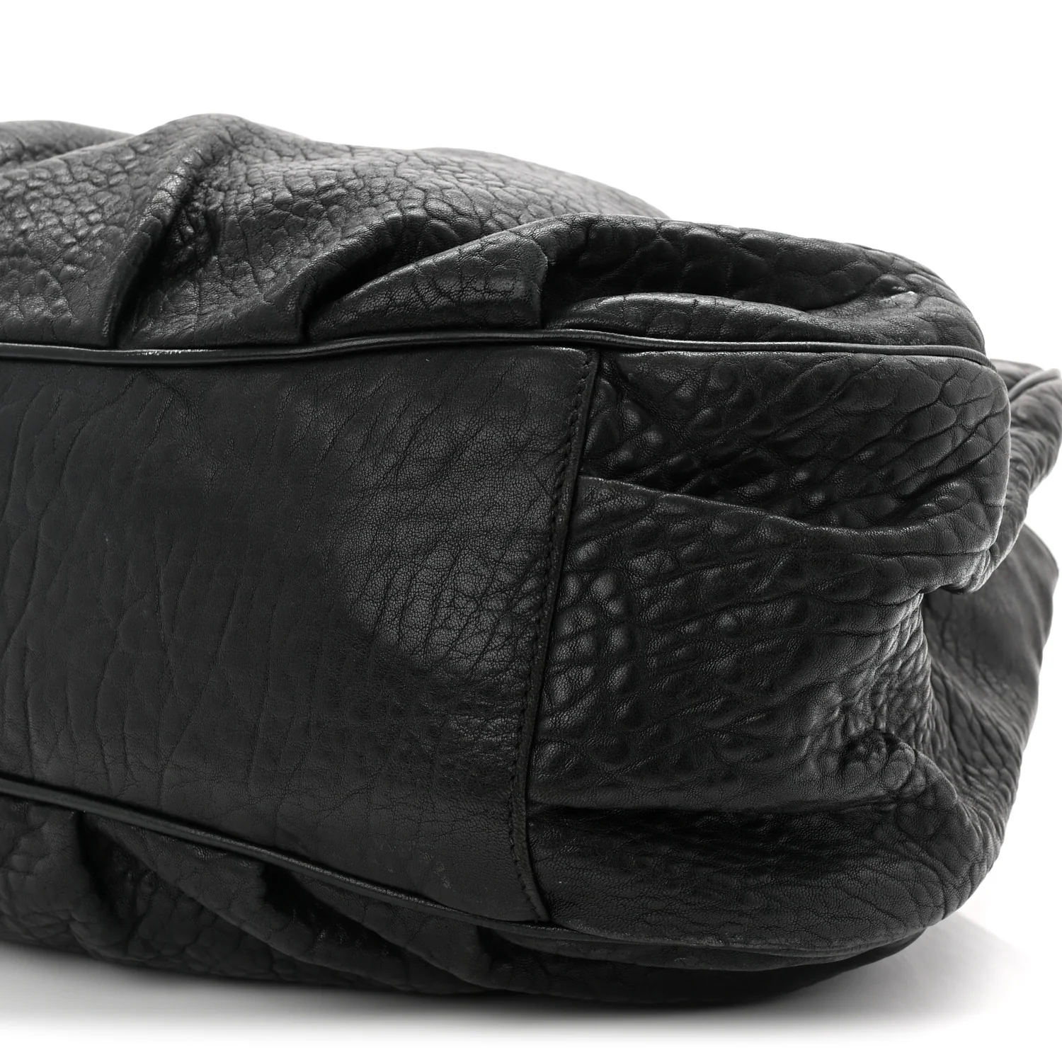 Crinkled Lambskin Mia Tote Black - Top Club