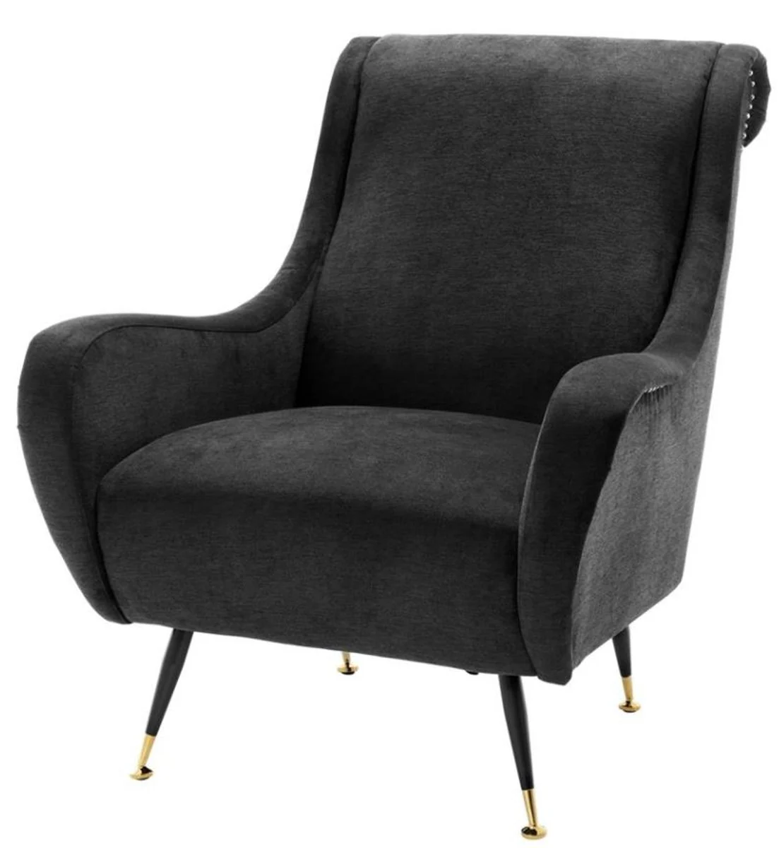 Luxury Hotel Salon Armchair Black 80 x 90 x H. 88 cm - Living Room Furniture