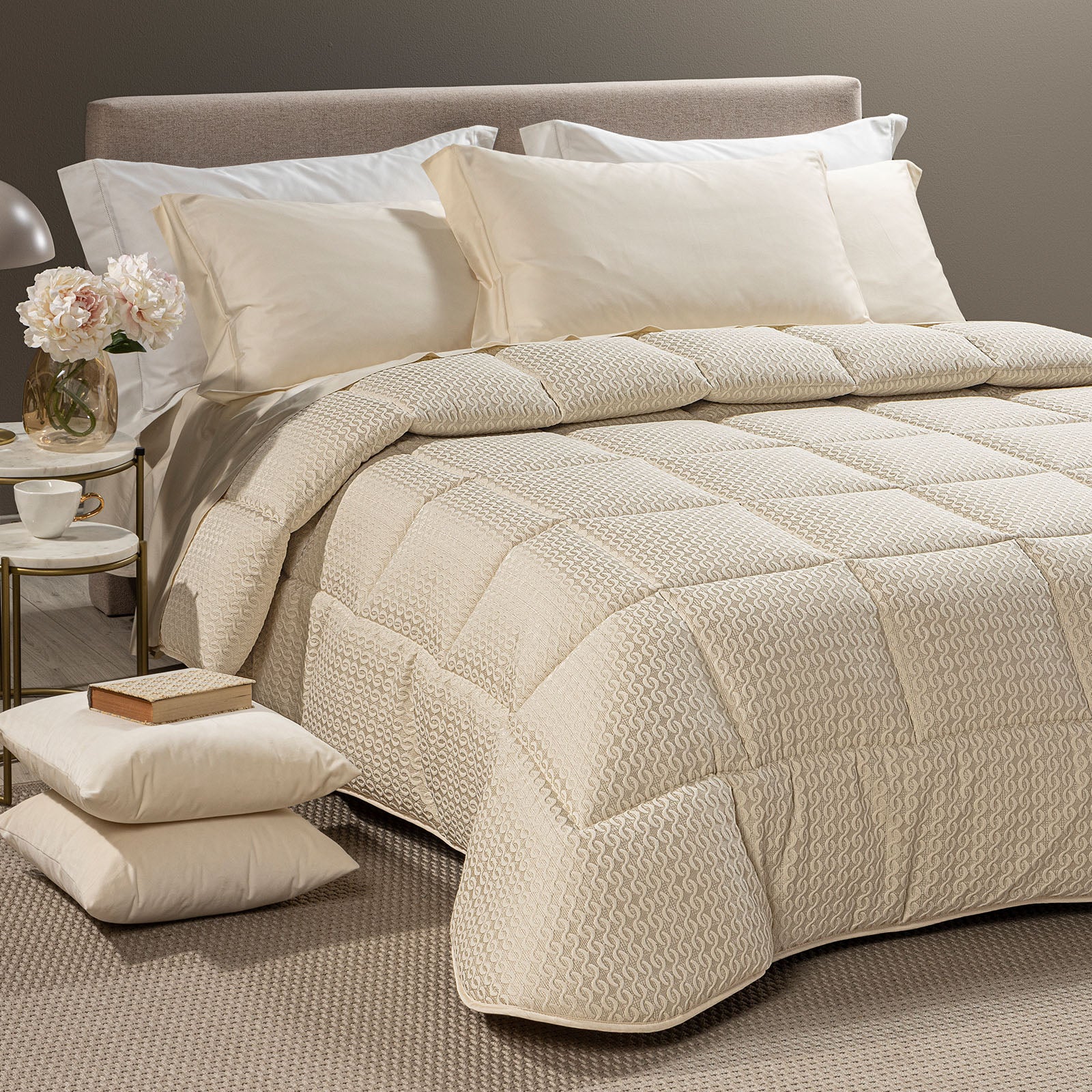 Trapunta In Raso Jacquard Clear Matrimoniale Avorio Dreaming