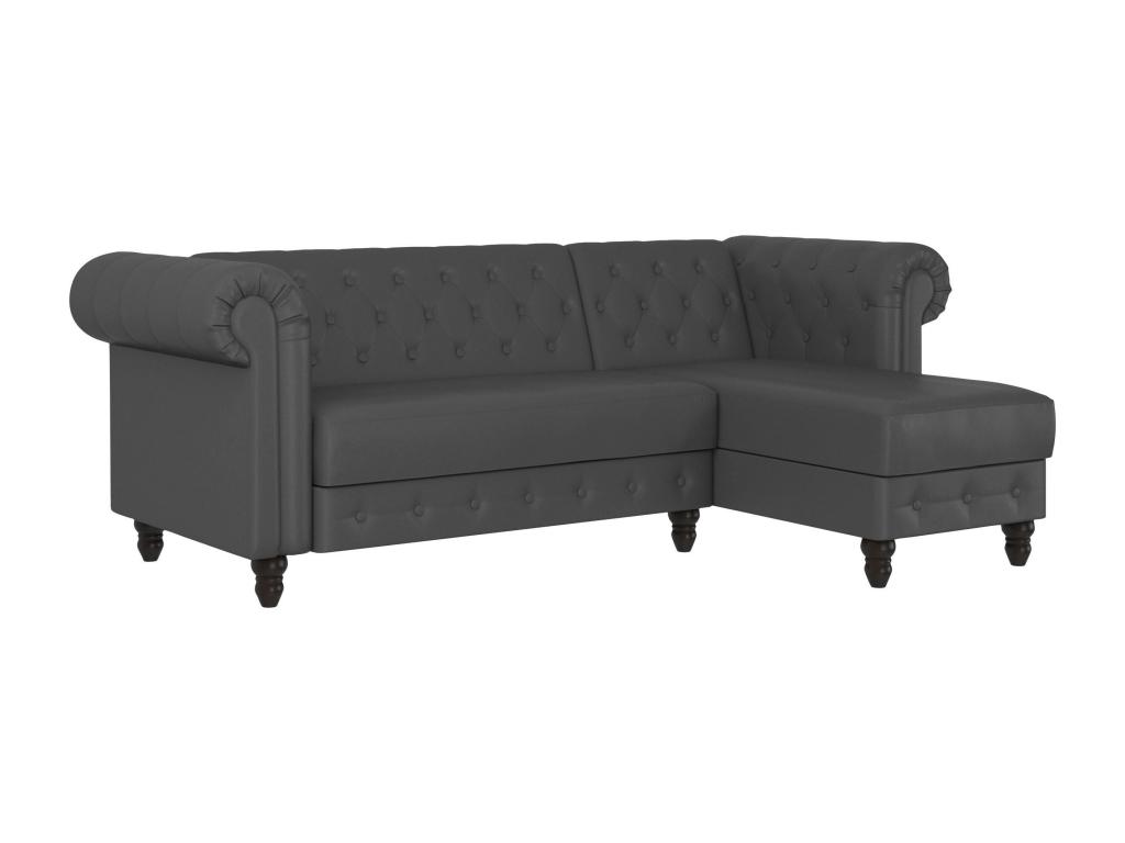 Sofá cama chaise longue en pu gris