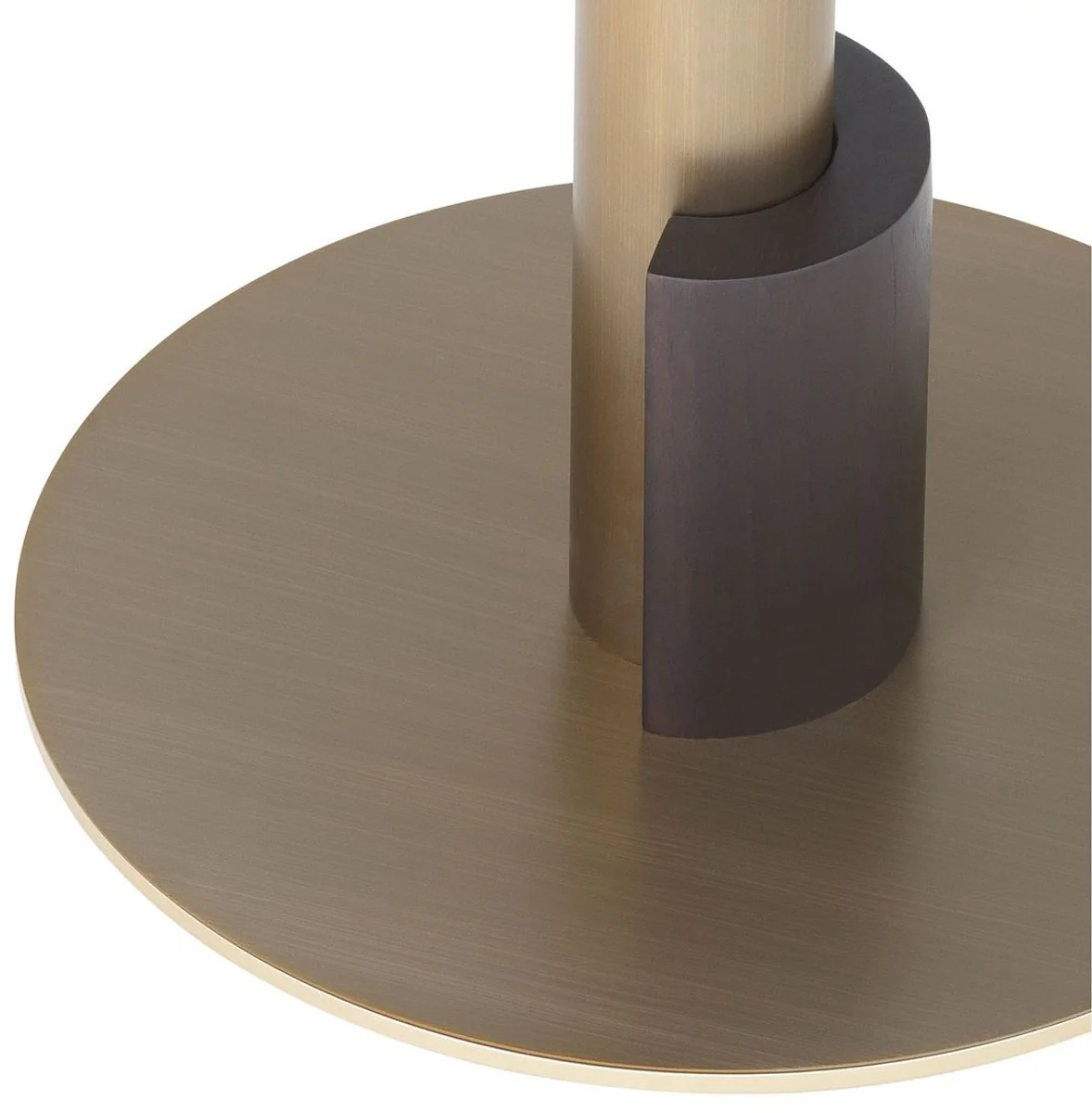 Luxury dining table gray / brass color / dark brown Ø 85 x H. 76 cm - Round dining room table with marble top - Dining room furniture - Luxury quality