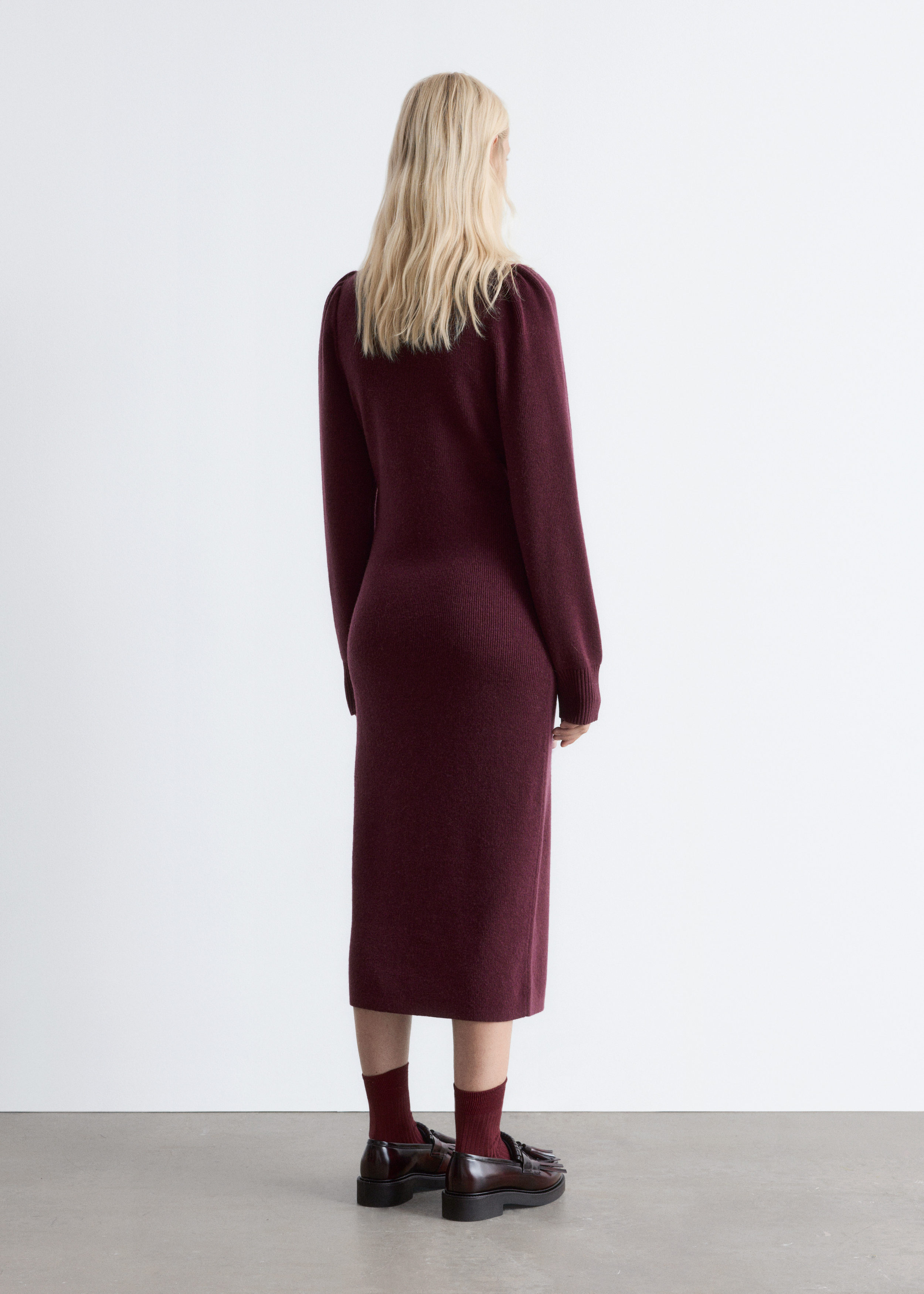 & Other Stories PUFF-SLEEVE WOOL MAXI DRESS