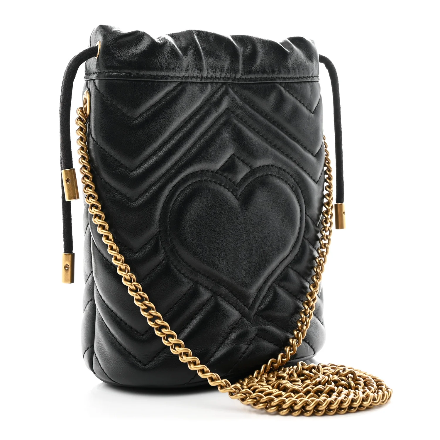Calfskin Matelasse Mini GG Marmont 2.0 Bucket Bag Black - Top Club