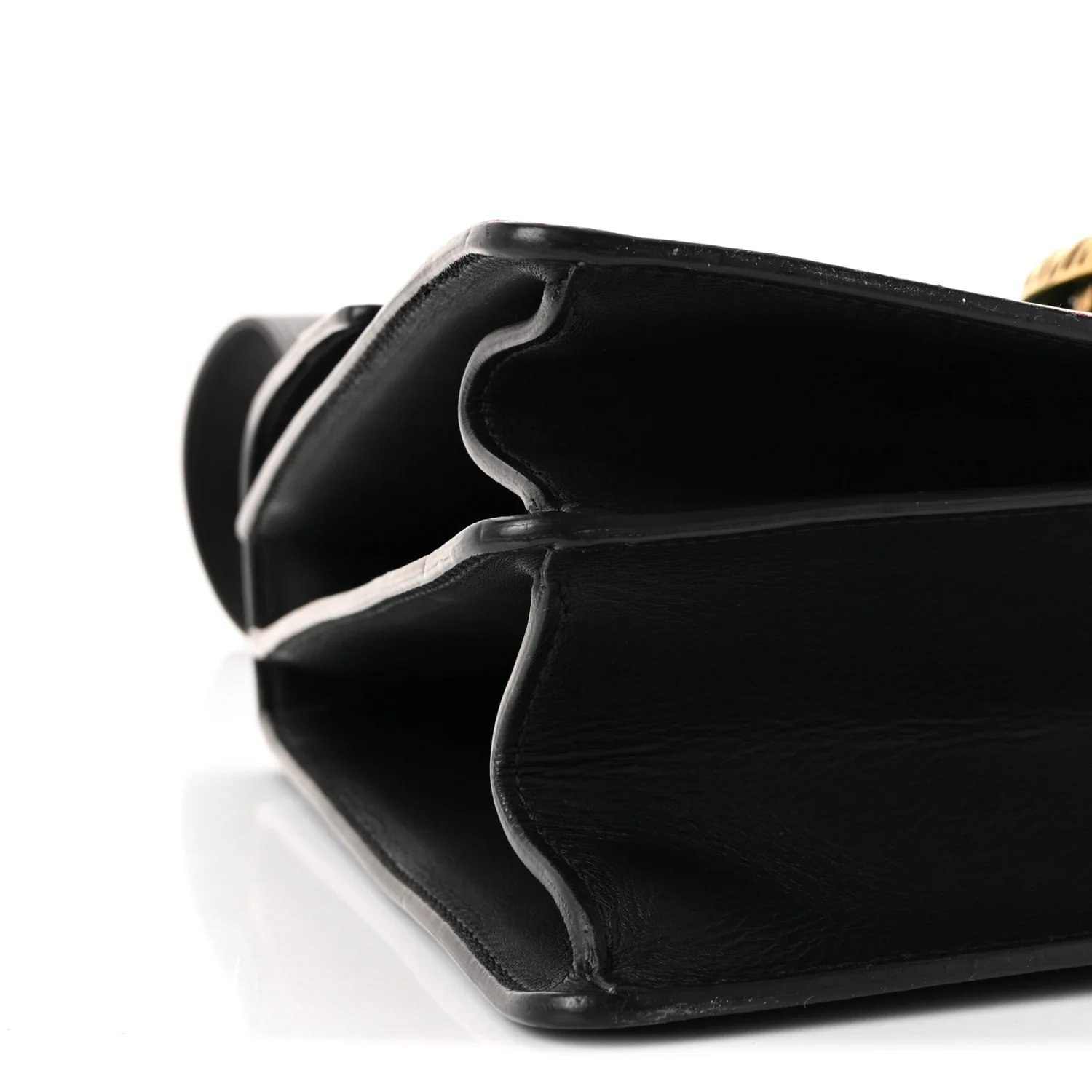 Moon Calfskin Web Large Dionysus Bamboo Top Handle Bag Black Bright Evergreen Hibiscus Red - Top Club