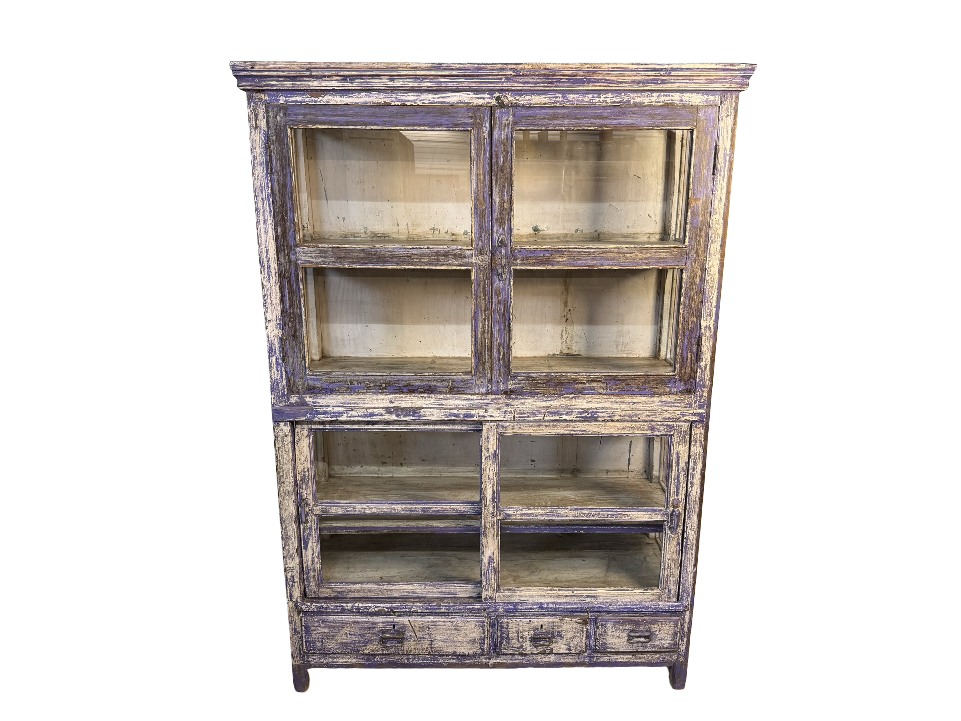 Vitrinekast 4deur 3lades paars/blauw