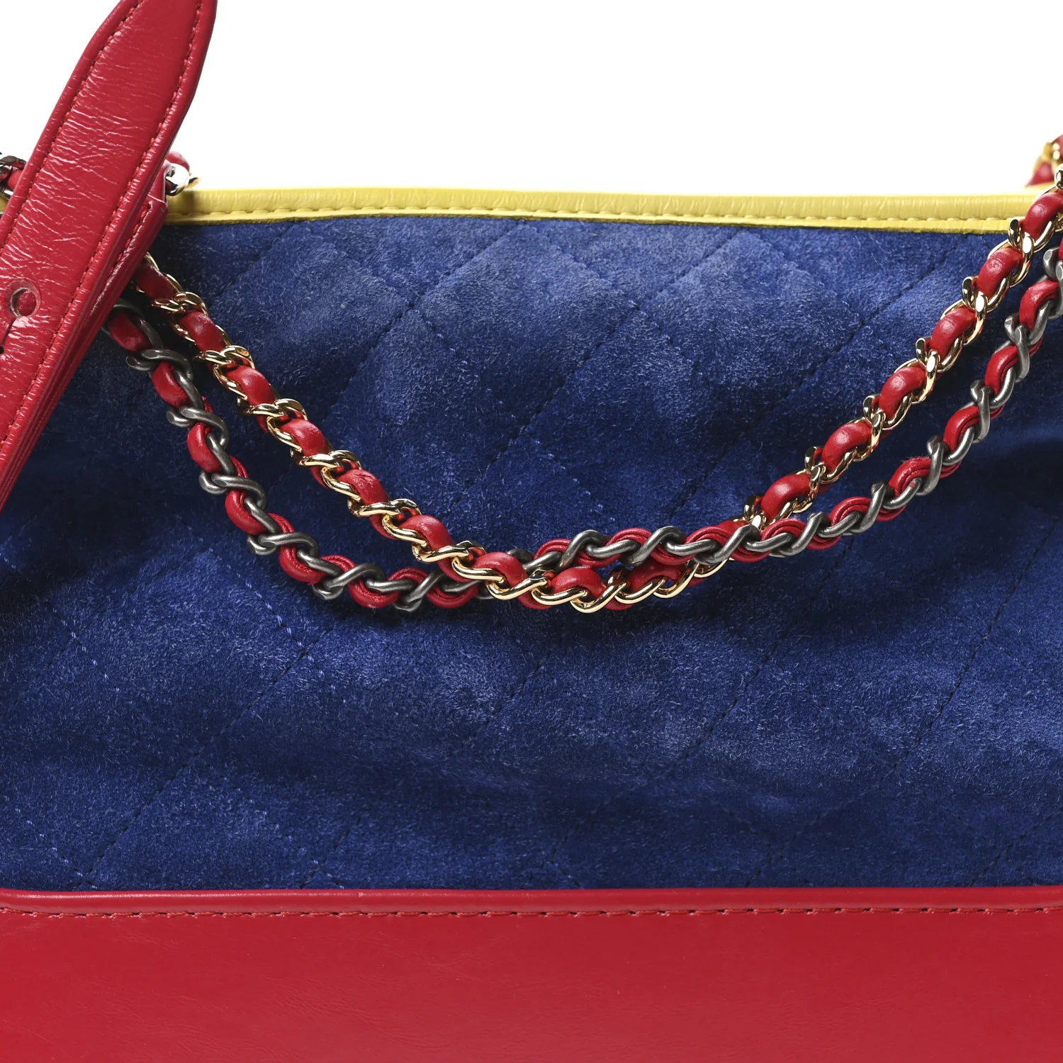 Suede Calfskin Quilted Medium Gabrielle Hobo Red Blue Yellow - Top Club
