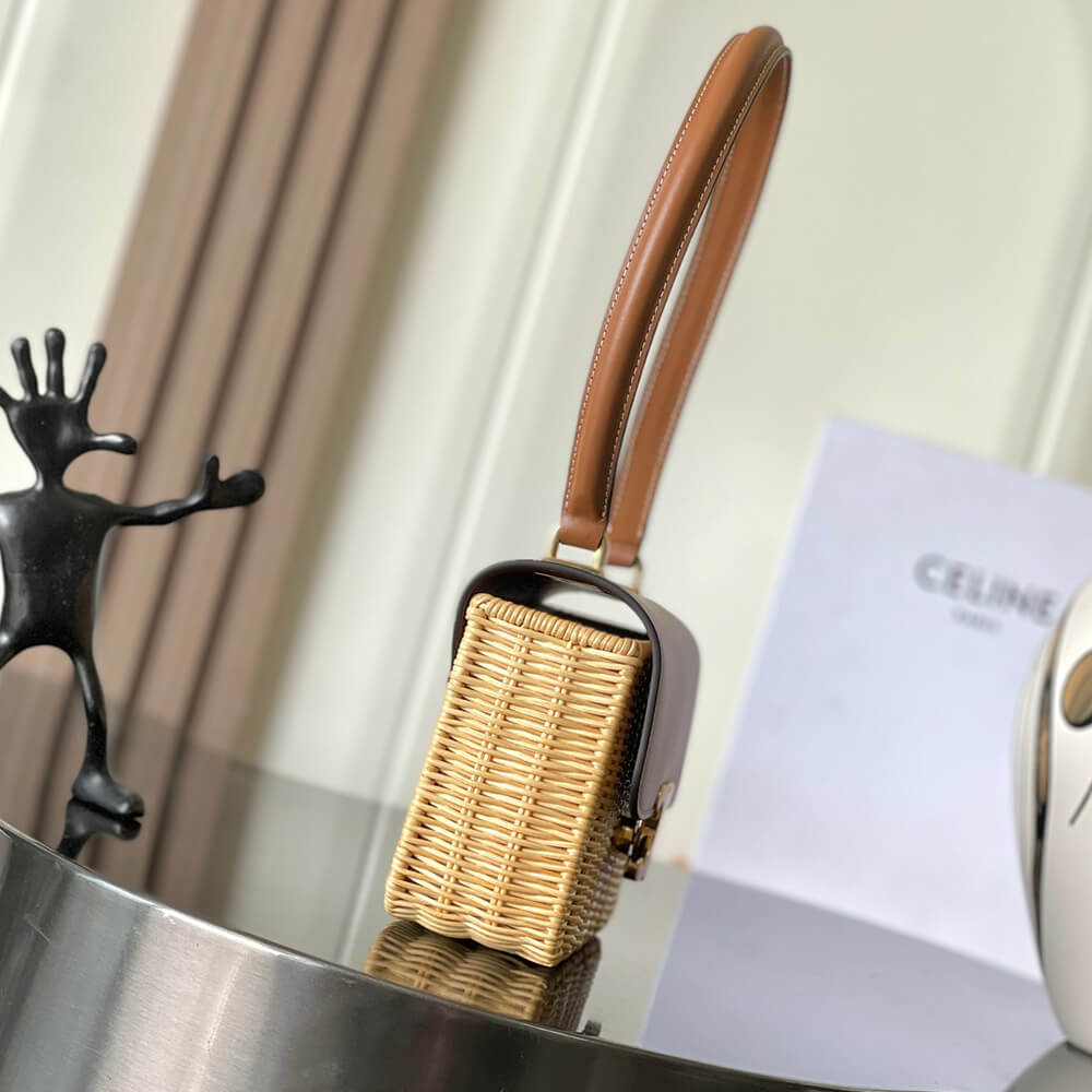 CELINE TEEN GARANCE BAG IN WICKER AND NATURAL CALFSKIN(HIGH-END GRADE) - Top Club
