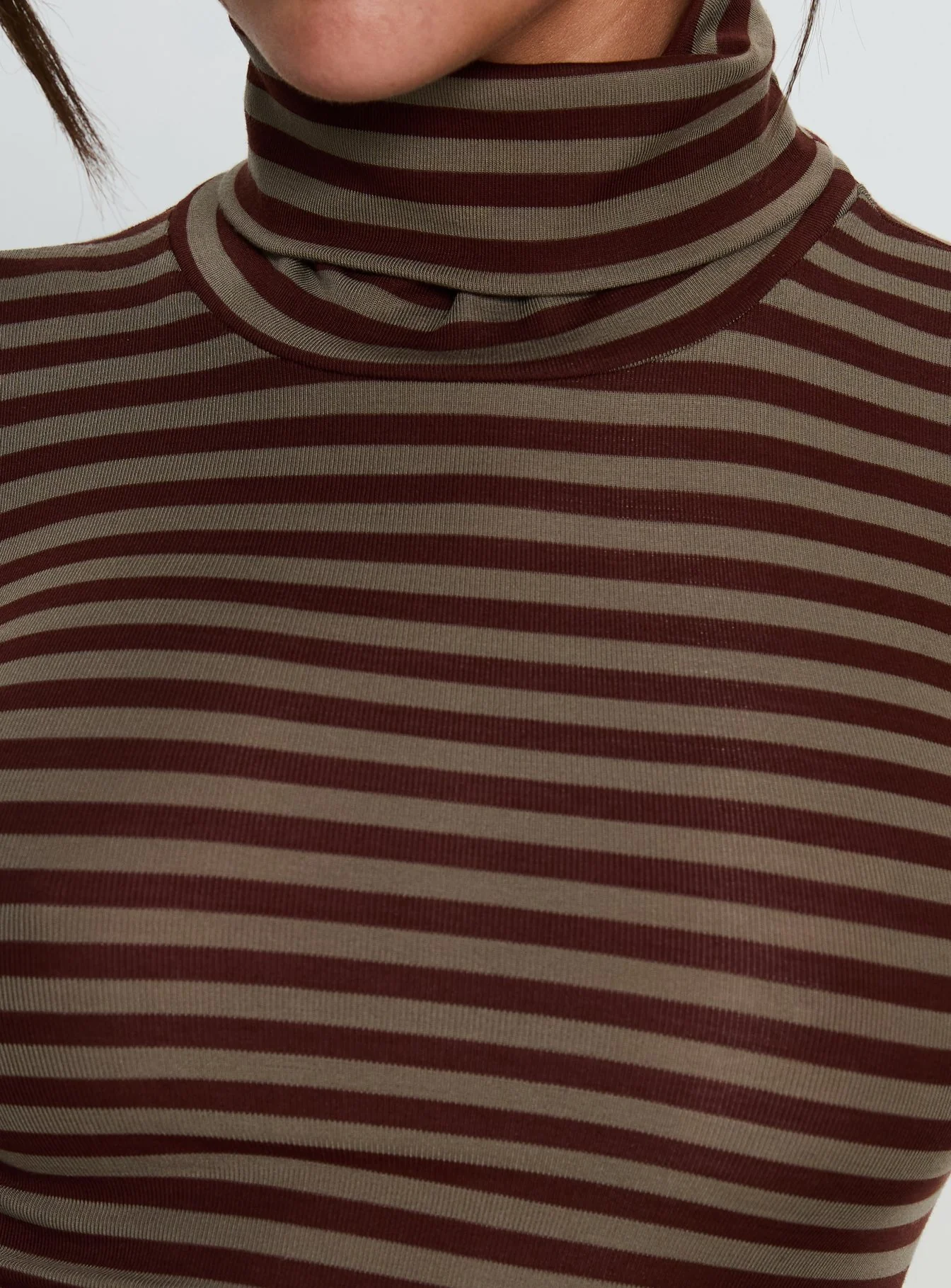 Temika Long Sleeve Backless Top Brown Stripe