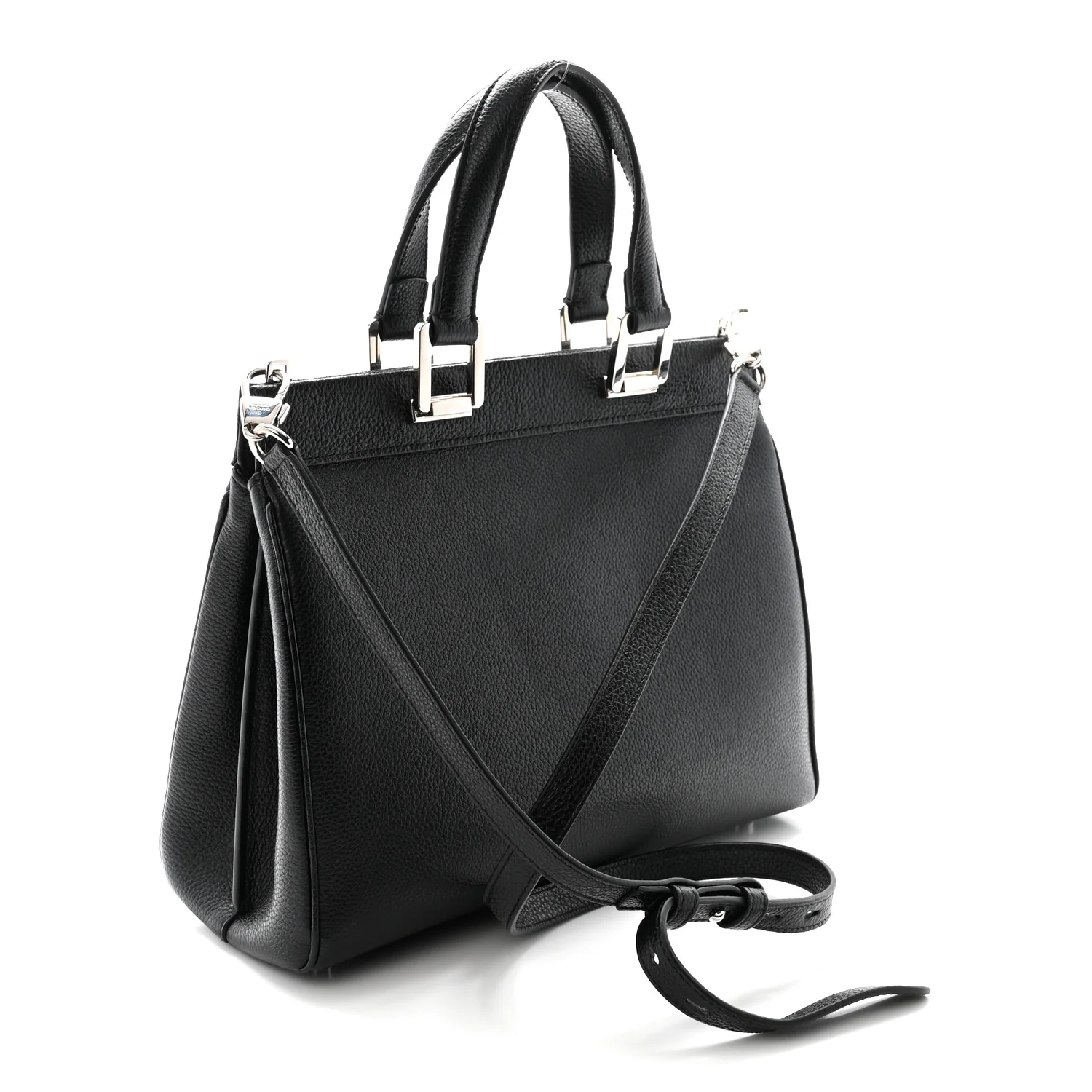 Grainy Calfskin Small Zumi Top Handle Bag Black - Top Club