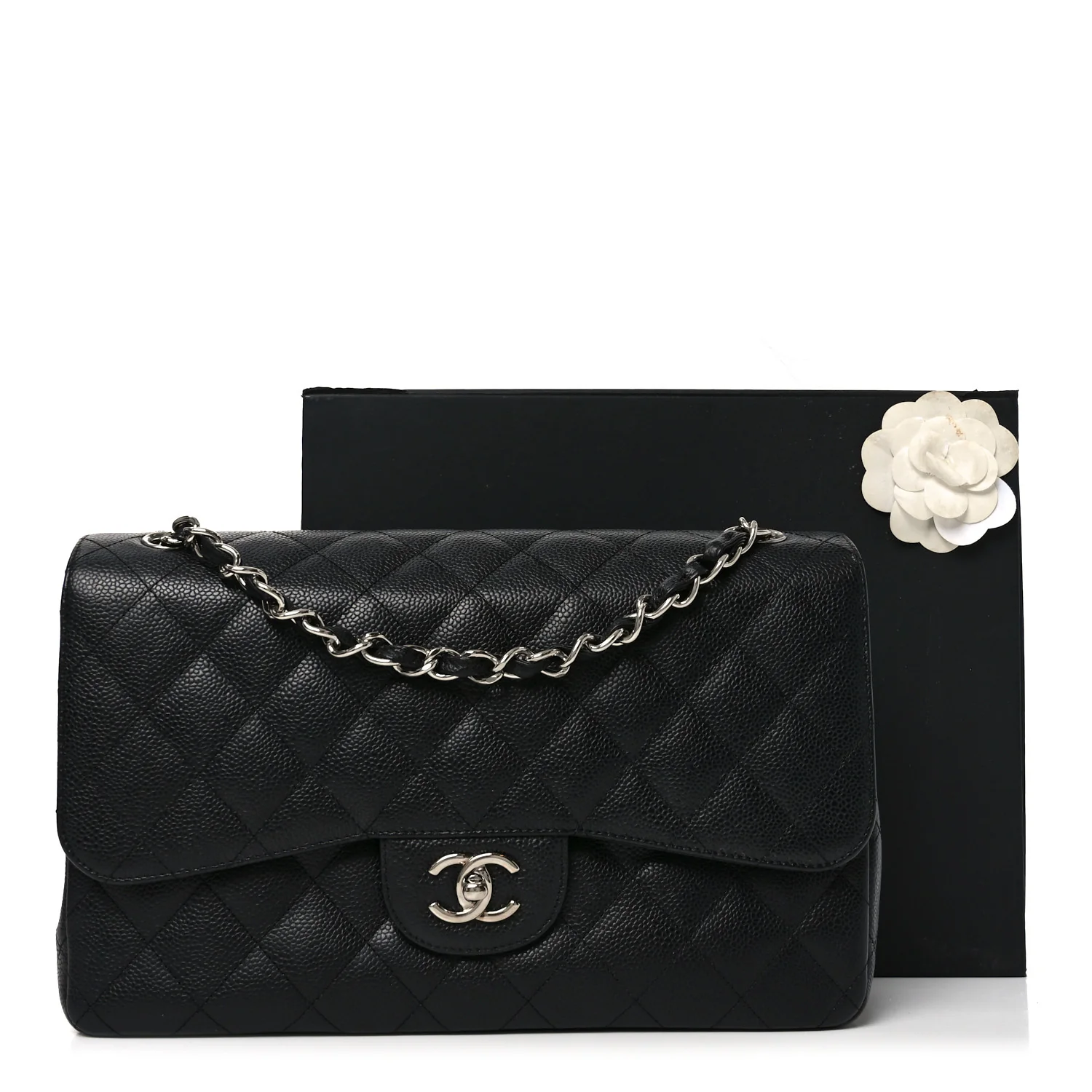 Caviar Quilted Jumbo Double Flap Black - Top Club