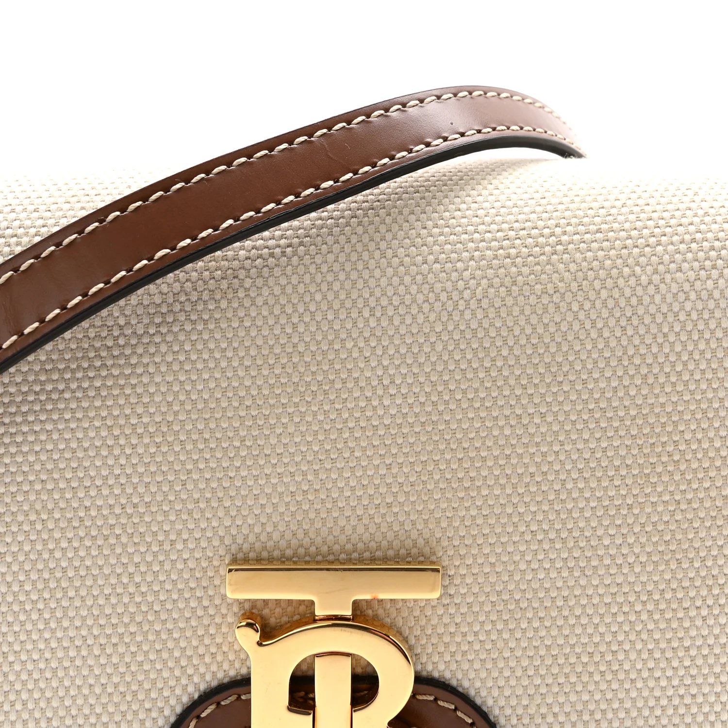 Canvas Calfskin Mini TB Bag Natural Malt Brown - Top Club