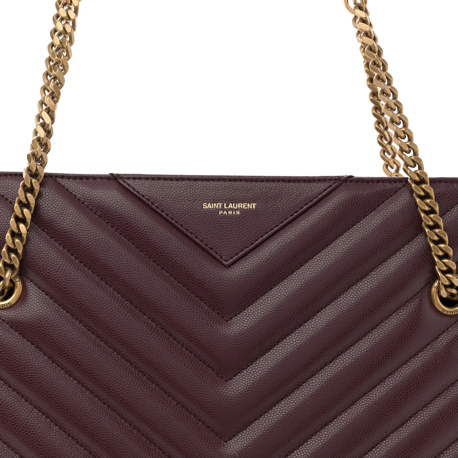 Grain de Poudre Matelasse Chevron Medium Tribeca Shopping Bag Rouge Legion - Top Club