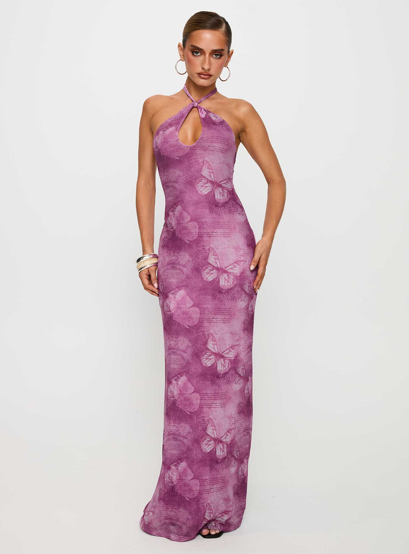 Nathaleia Halter Maxi Dress Purple