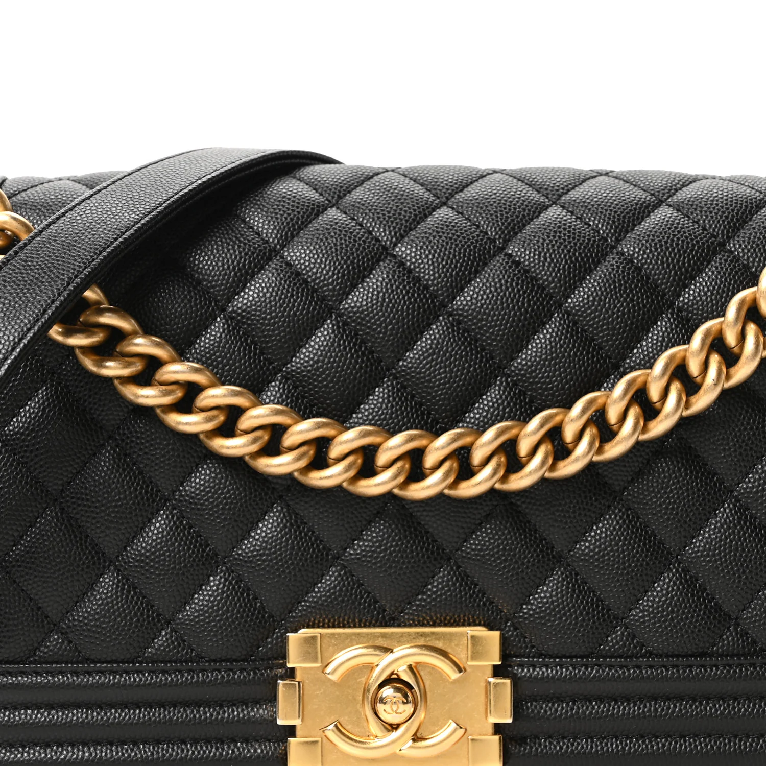 Caviar Quilted Medium Boy Flap Black - Top Club