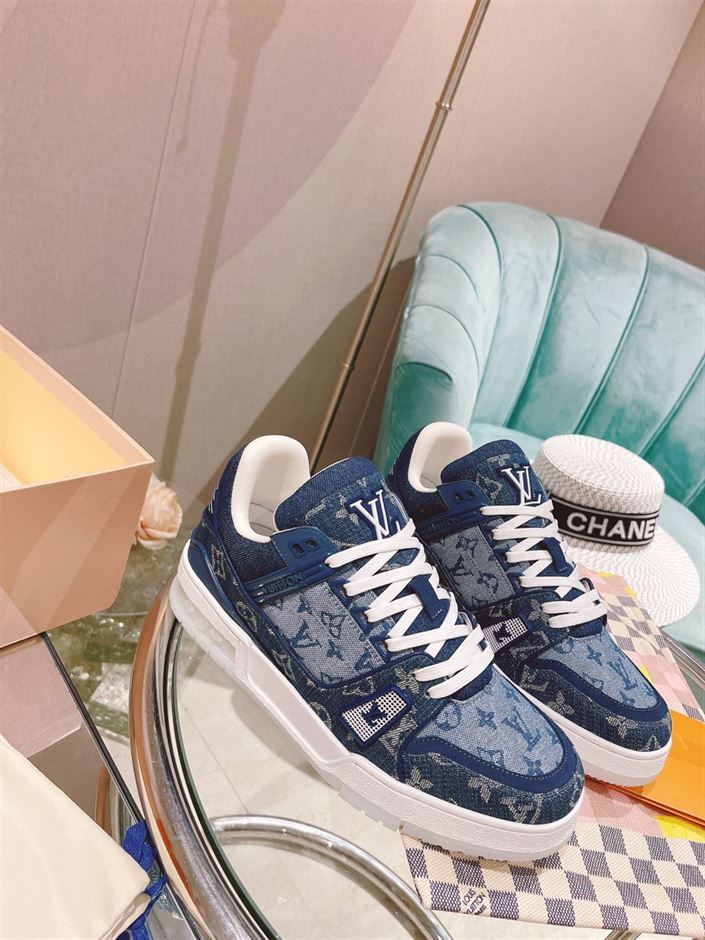 LOUIS VUITTON TRAINER SNEAKER DENIM MONOGRAM   LVS129 - Sneaker Replica Workshop