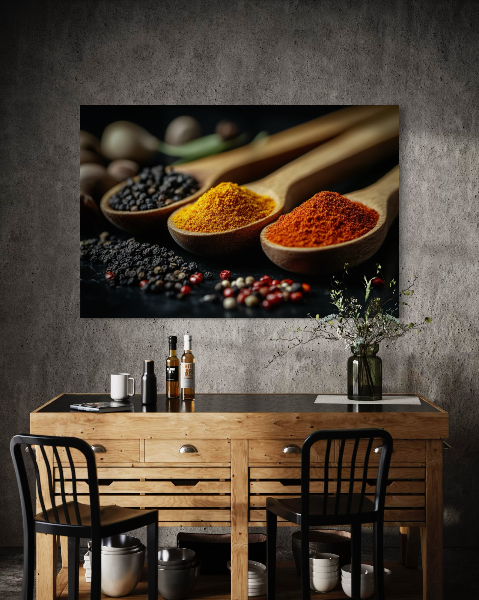Plexiglas schilderij 'Herbs on Spoons' 120x80 cm