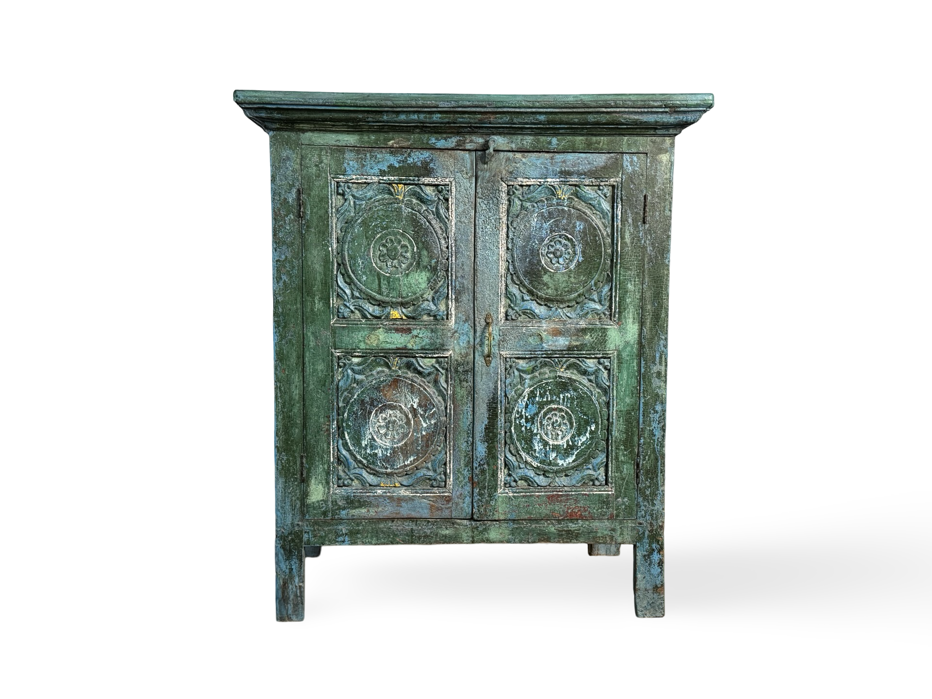 India kast 2 deurs blauw/groen uniek India kast 2deur blauw/groen uniek