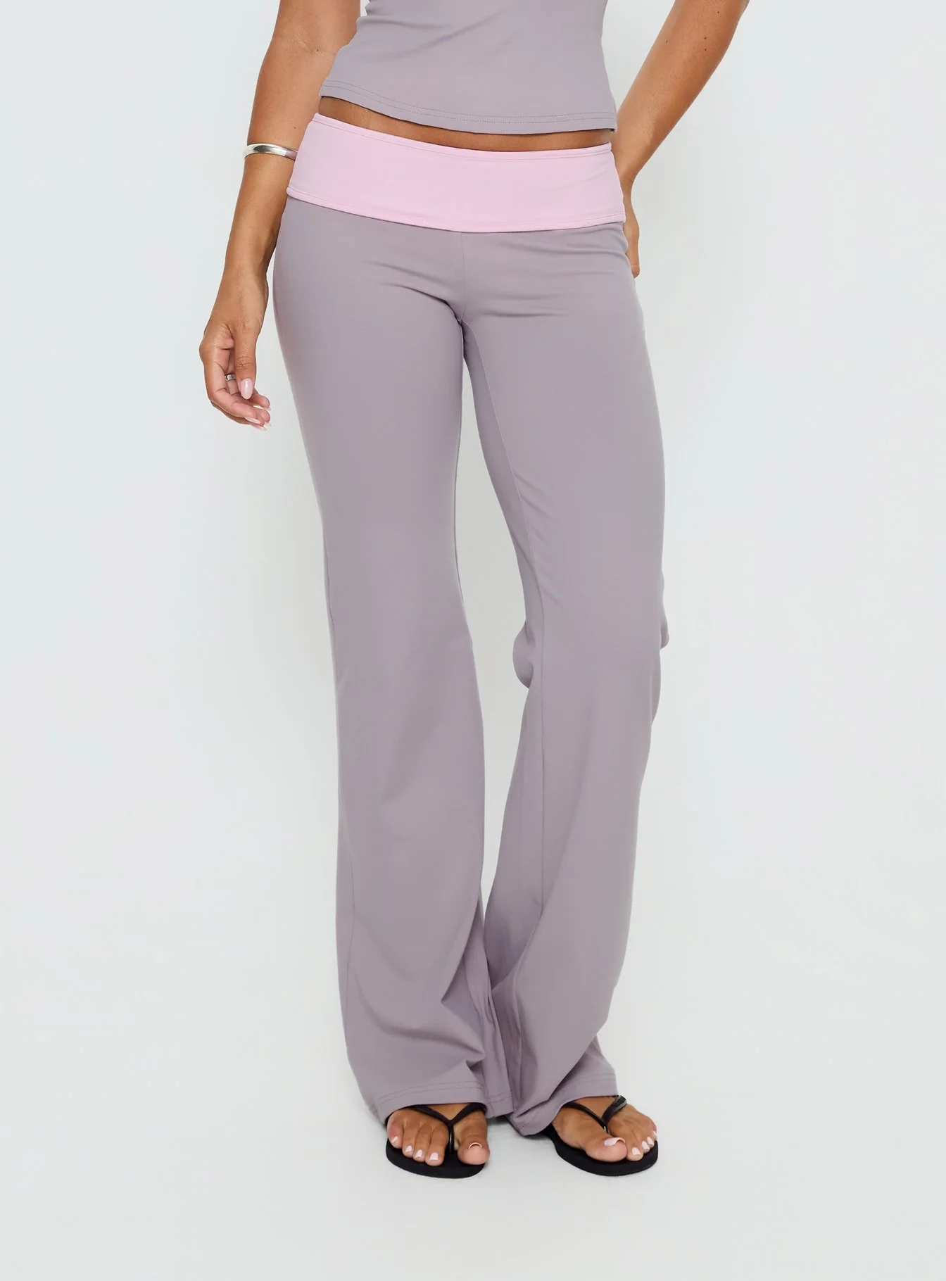 Kobee Jersey Flare Pants Slate / Dusty Pink