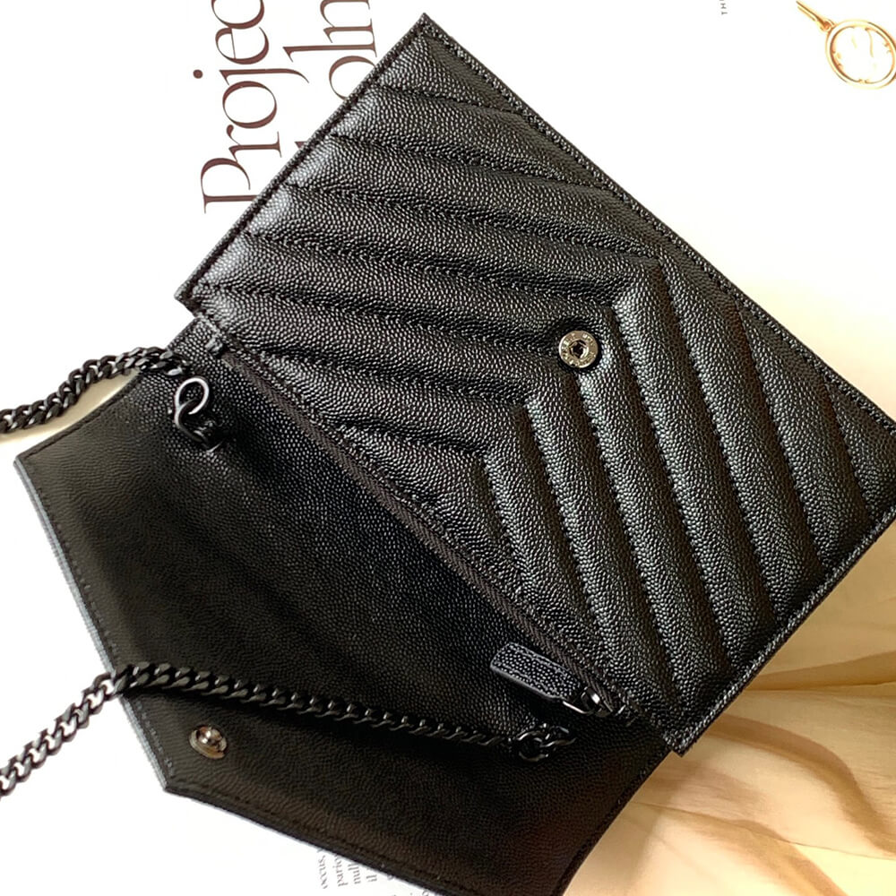 YSL cassandre envelope chain wallet in grain de poudre leather(High-end Grade) - Top Club