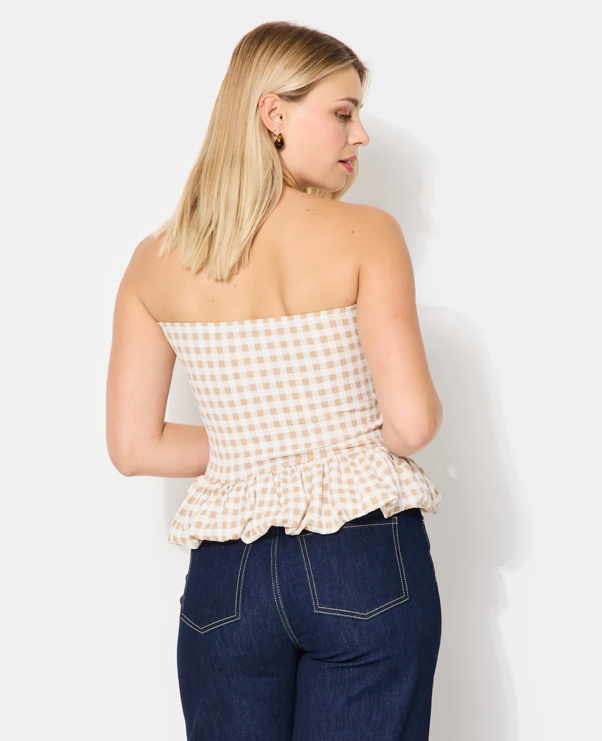 Pimkie Top bustier avec base balloon motif vichy