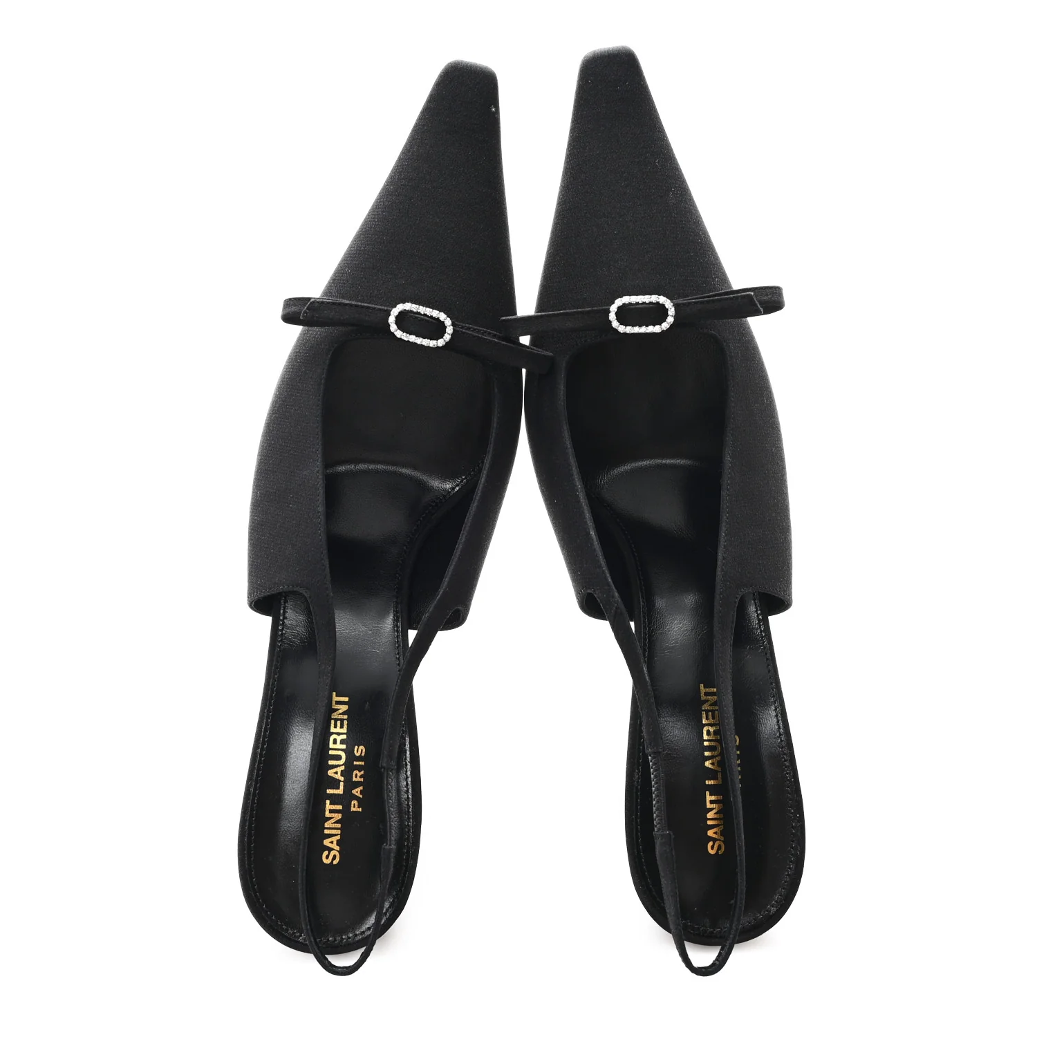 Crepe De Chine Crystal Bow Slingback Pumps 41.5 Black - Top Club
