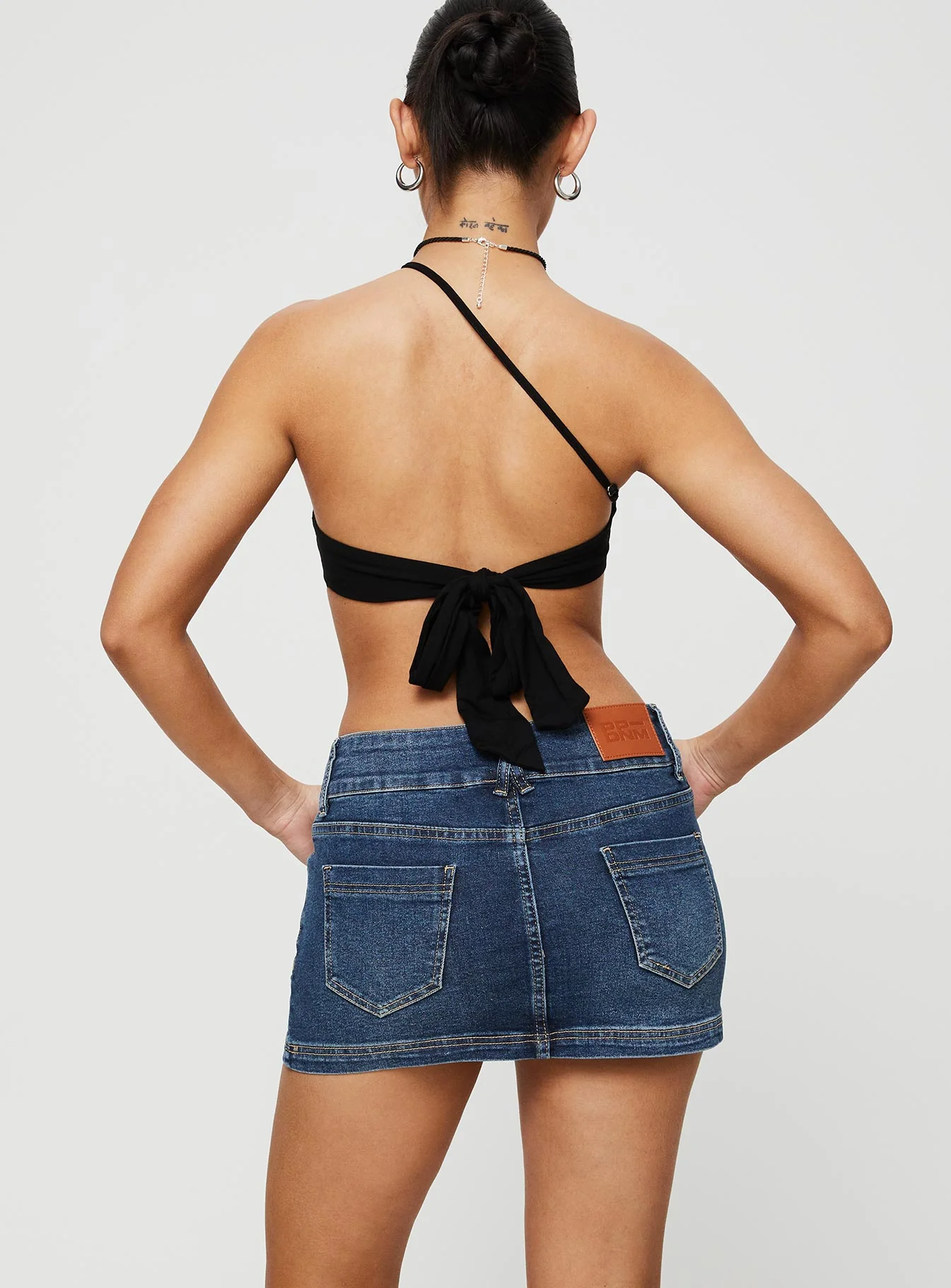 Faya Low Rise Denim Mini Skirt Dark Blue
